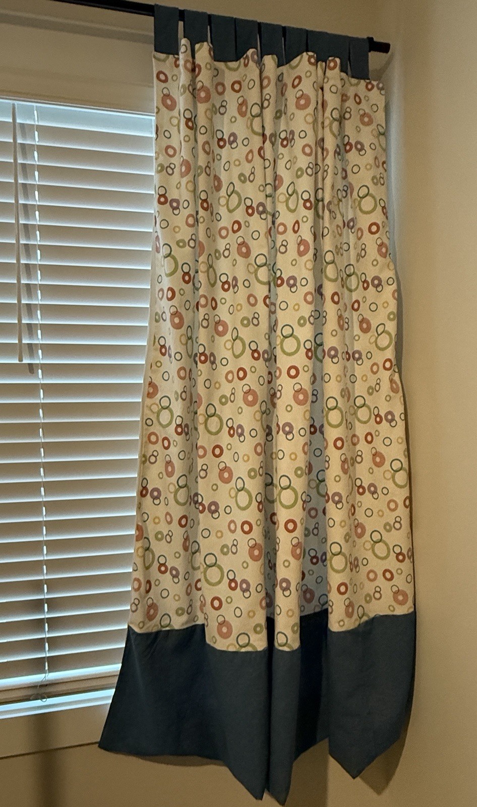 Custom Made Lined Tab Top Window Panels (2) 72Wx68L Colorful