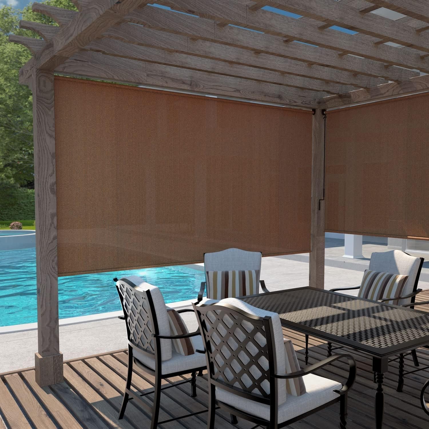 Breathable Cordless Roller Shade, 8×6, Fade Resistant, Mocha