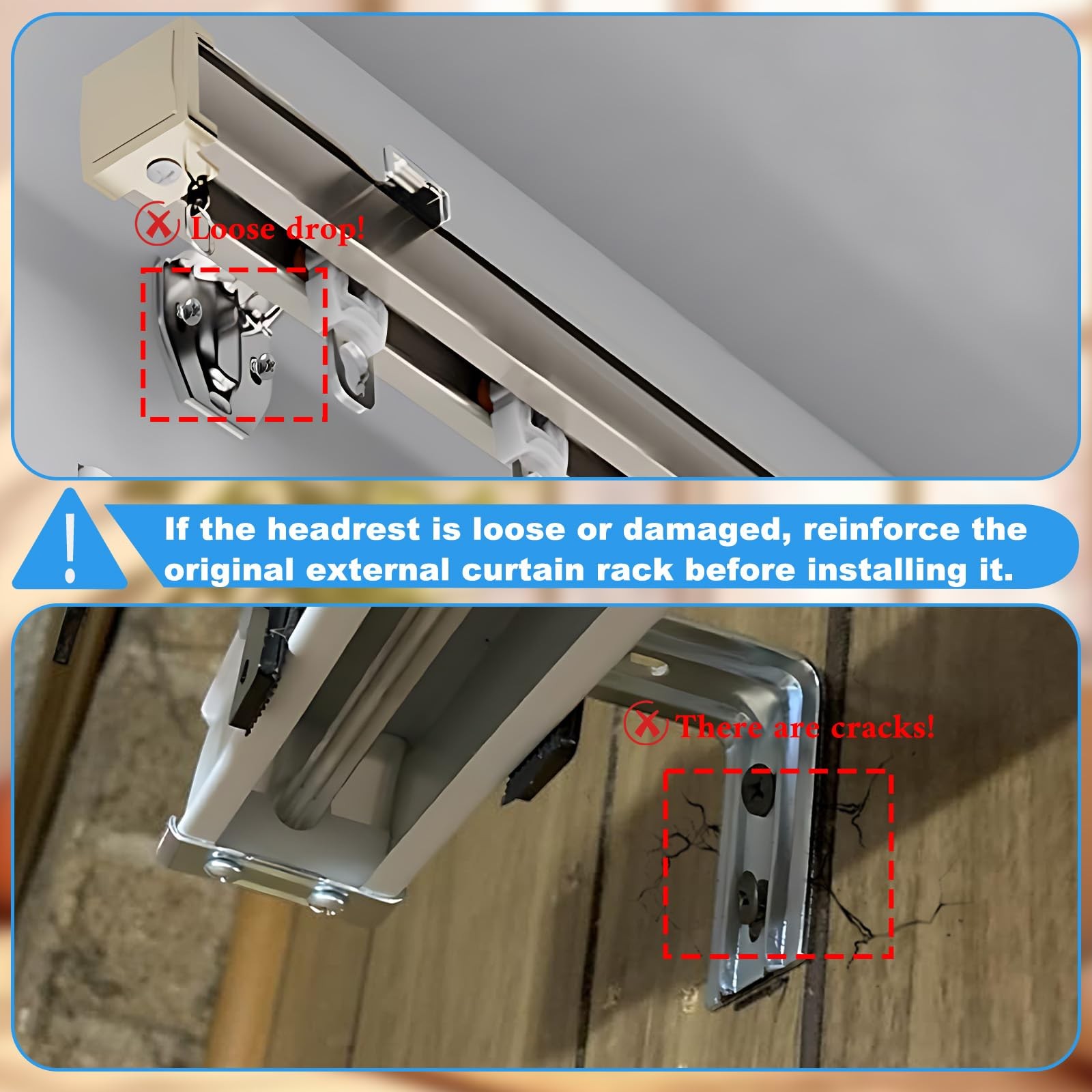 Outside Integrated Blind Curtain Rod Bracket Accessories, 1.3 – 2.3 inches Wi…