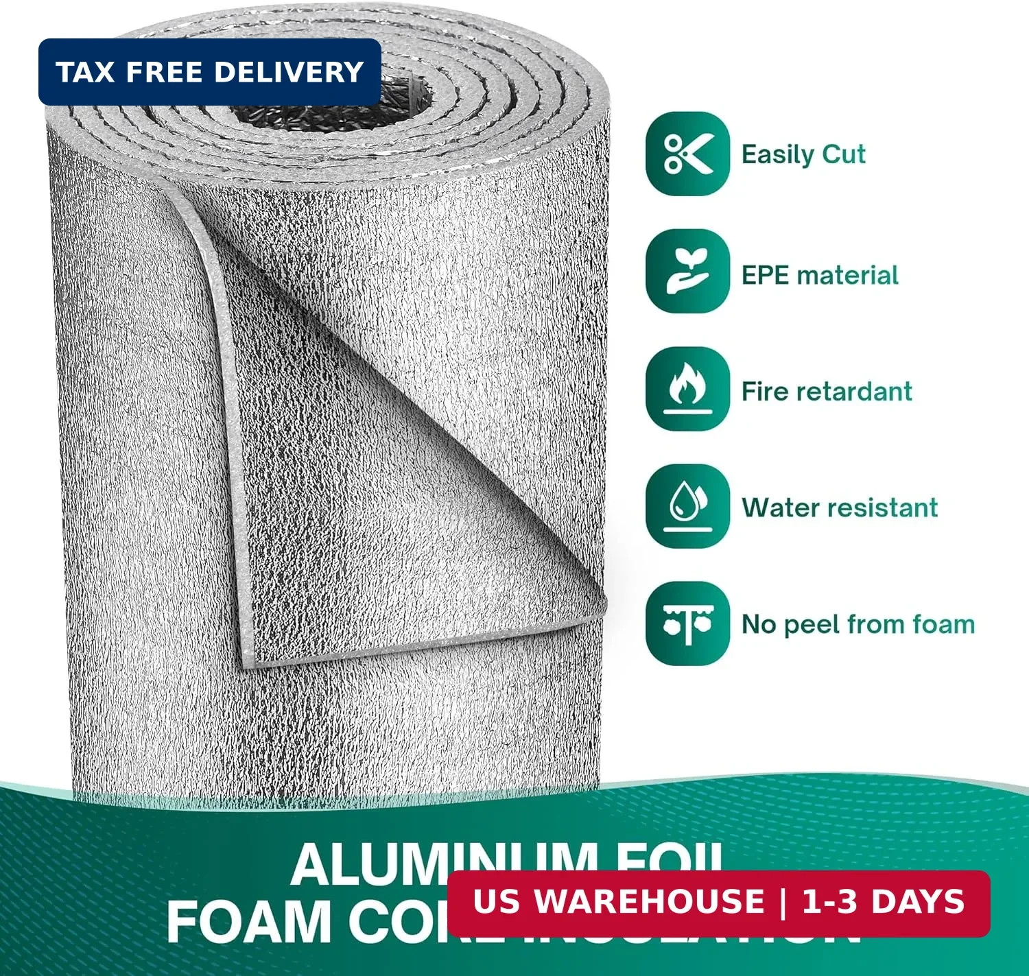 HADOR Reflective Window Film Insulation Roll 16 in X 10 Feet, Foil Aluminum Roll