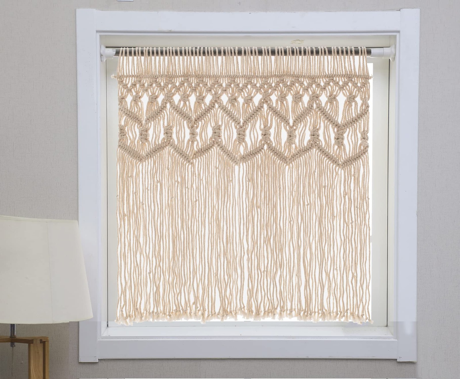Boho Macrame Textured Cotton Valance – Kitchen Window Curtains & Wall Decor -…