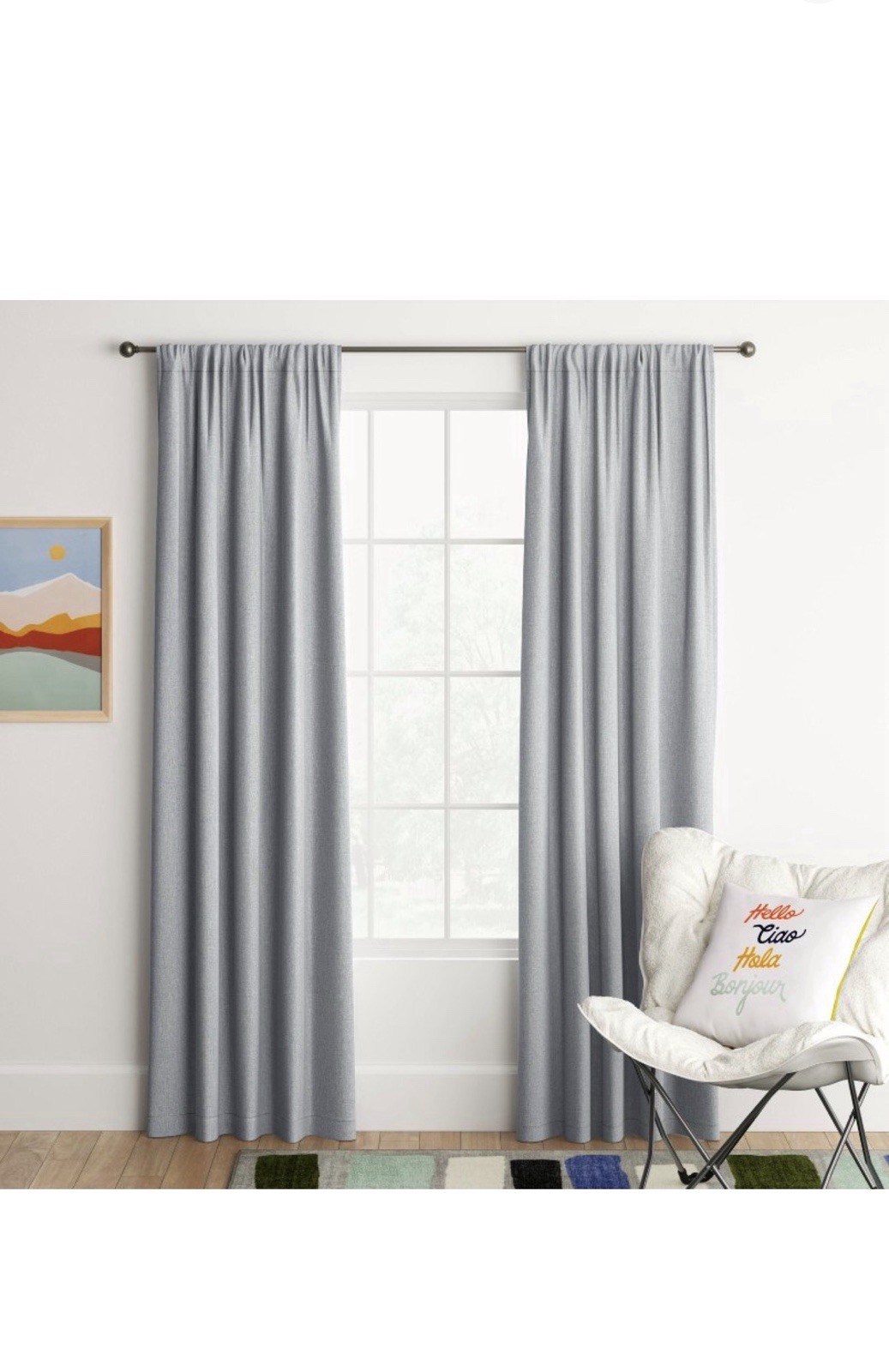 Room Darkening Heathered Gray Single Curtain Panel 42″ x 63″ (2-Panels)
