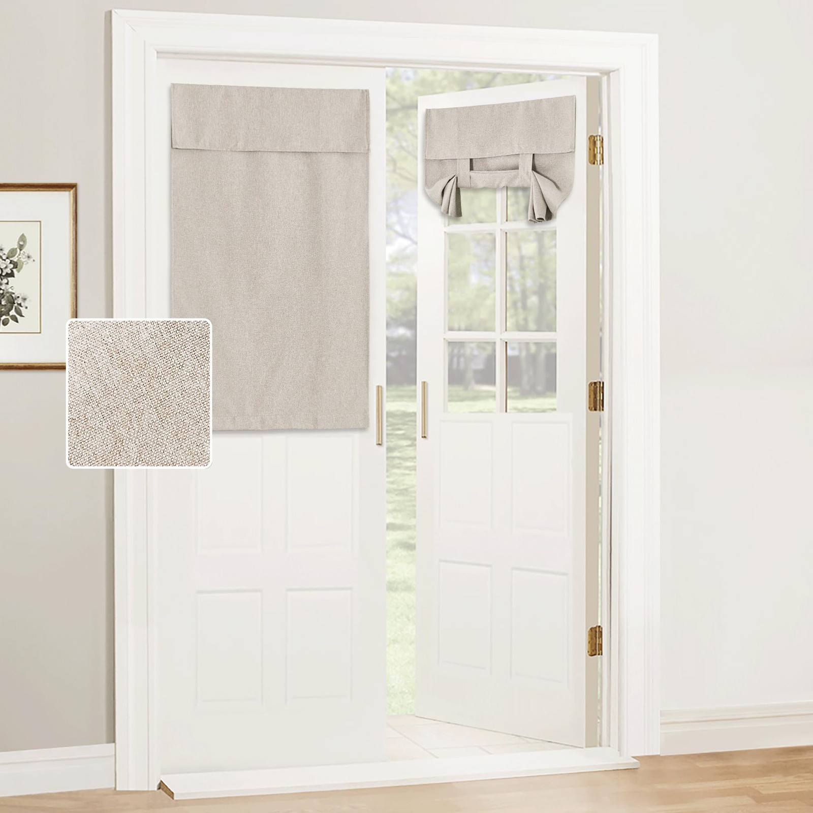 RYB HOME Privacy French Door Curtains, Rich 26″W x 40″L (Pack of 1), Khaki
