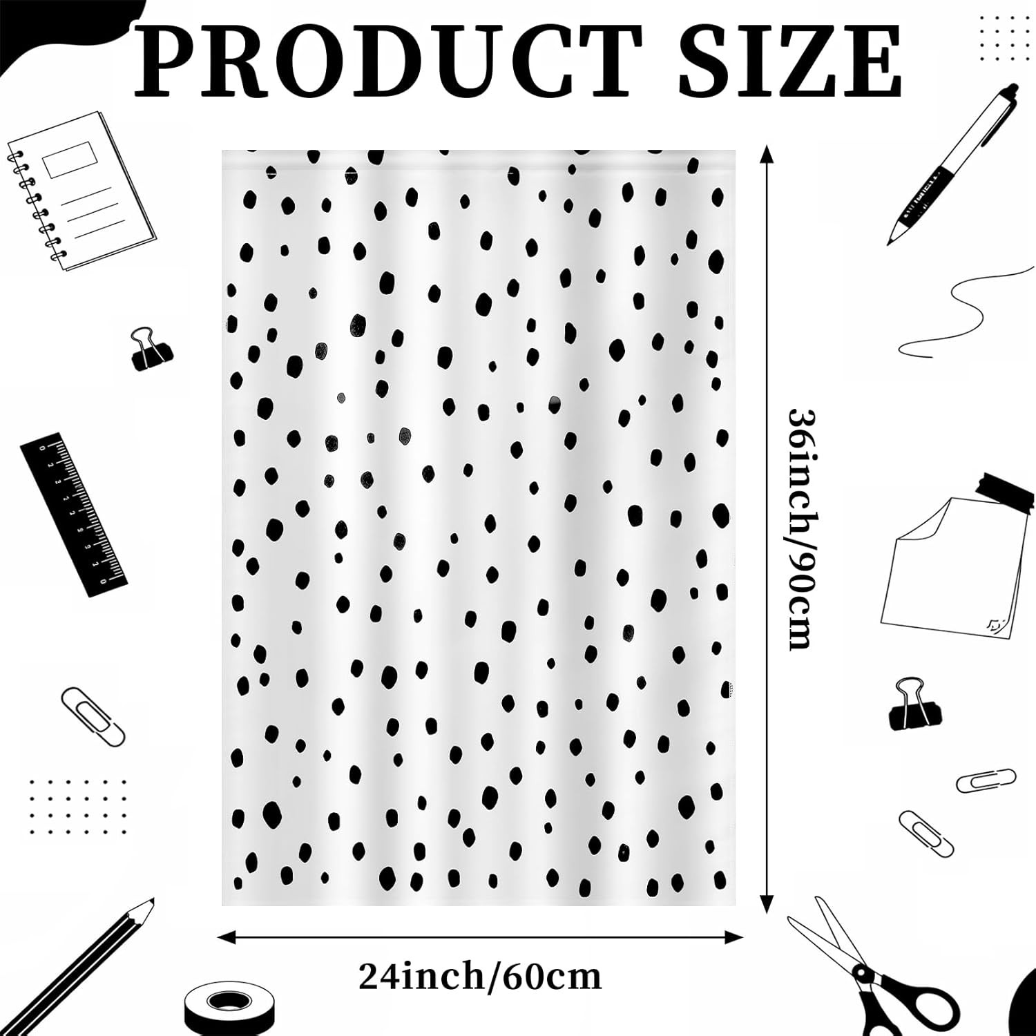 6 Pcs Black Polka Dot School Classroom Curtains Reading Corner Decor Back to Sch