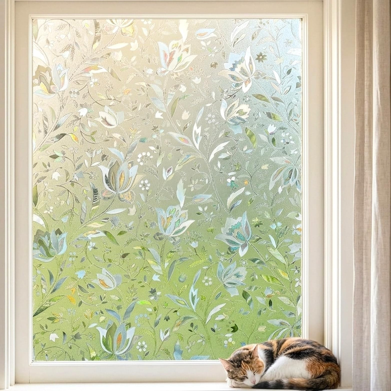 Tulip Decorative Window Film,No Glue Frosted Privacy Film,Stained Glass Door …