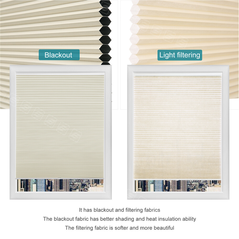 CUSTOM SIZE Cordless 1inch Blackout Window Shades Cellular Shades