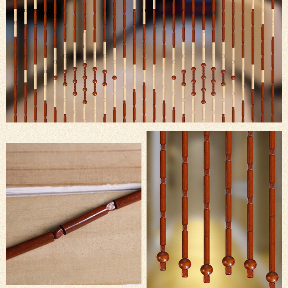 90x175CM Wooden Beaded Bamboo Door Curtain Hanging Fly Screen Blind Divider Room