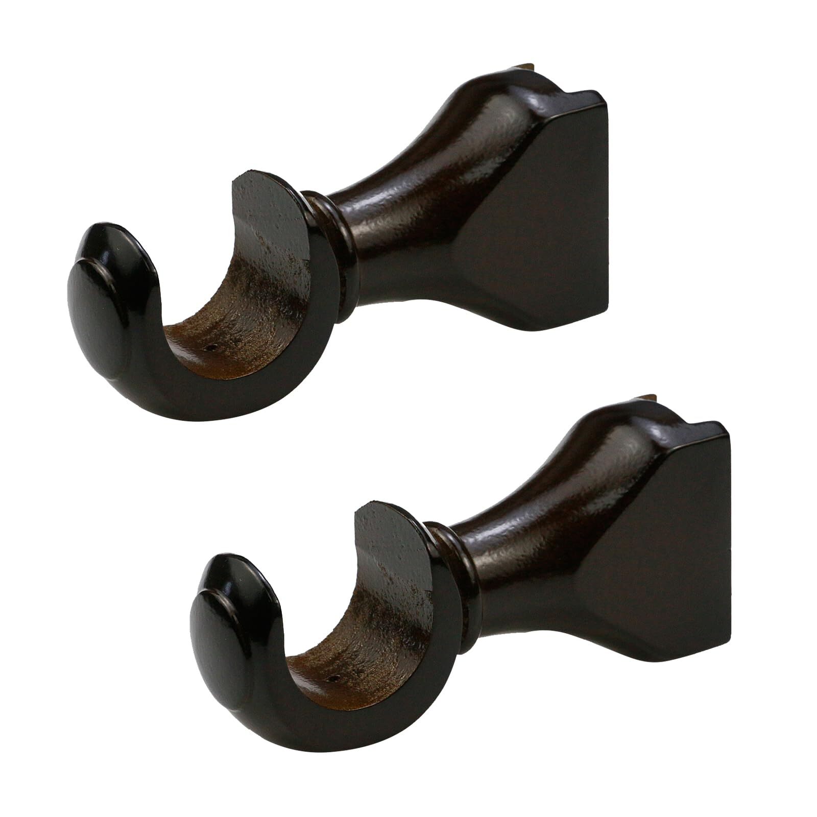 2PCS Dark Brown Solid Wood Curtain Rod Bracket 35mm/1.37in Heavy Duty 1-2/5″