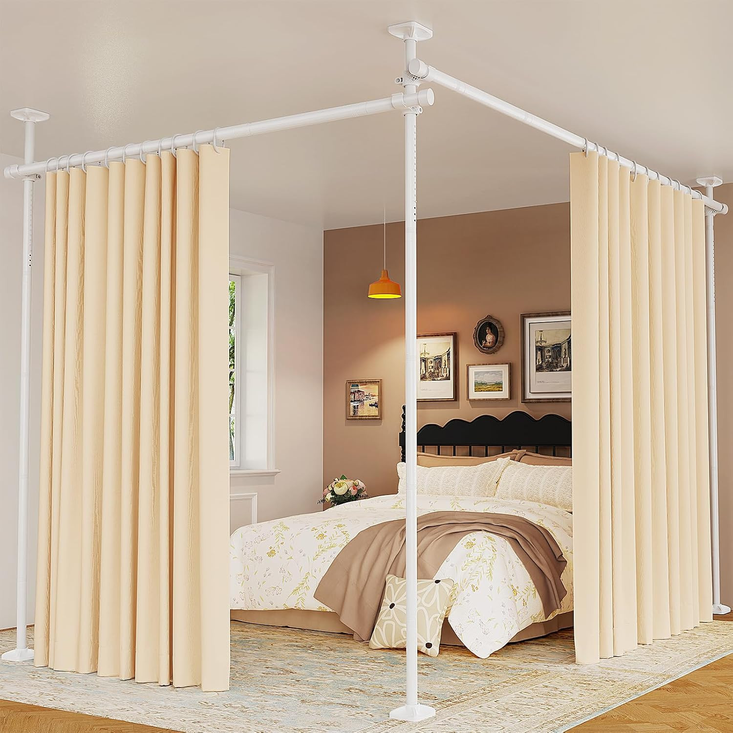 Room Divider for Room Separation, Tension Curtain Rods No Drilling, 4-10Ft(H) 28