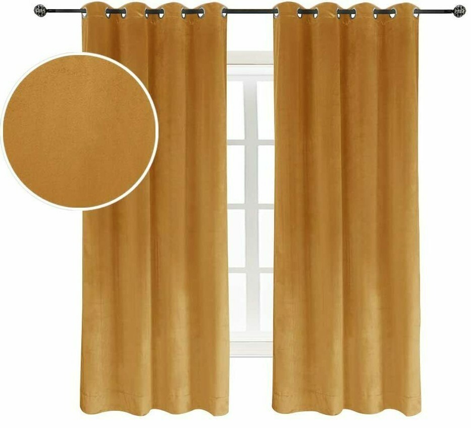 Super Soft Luxury Velvet Curtains Light Blocking Velvet Curtain 52W*63L Orange