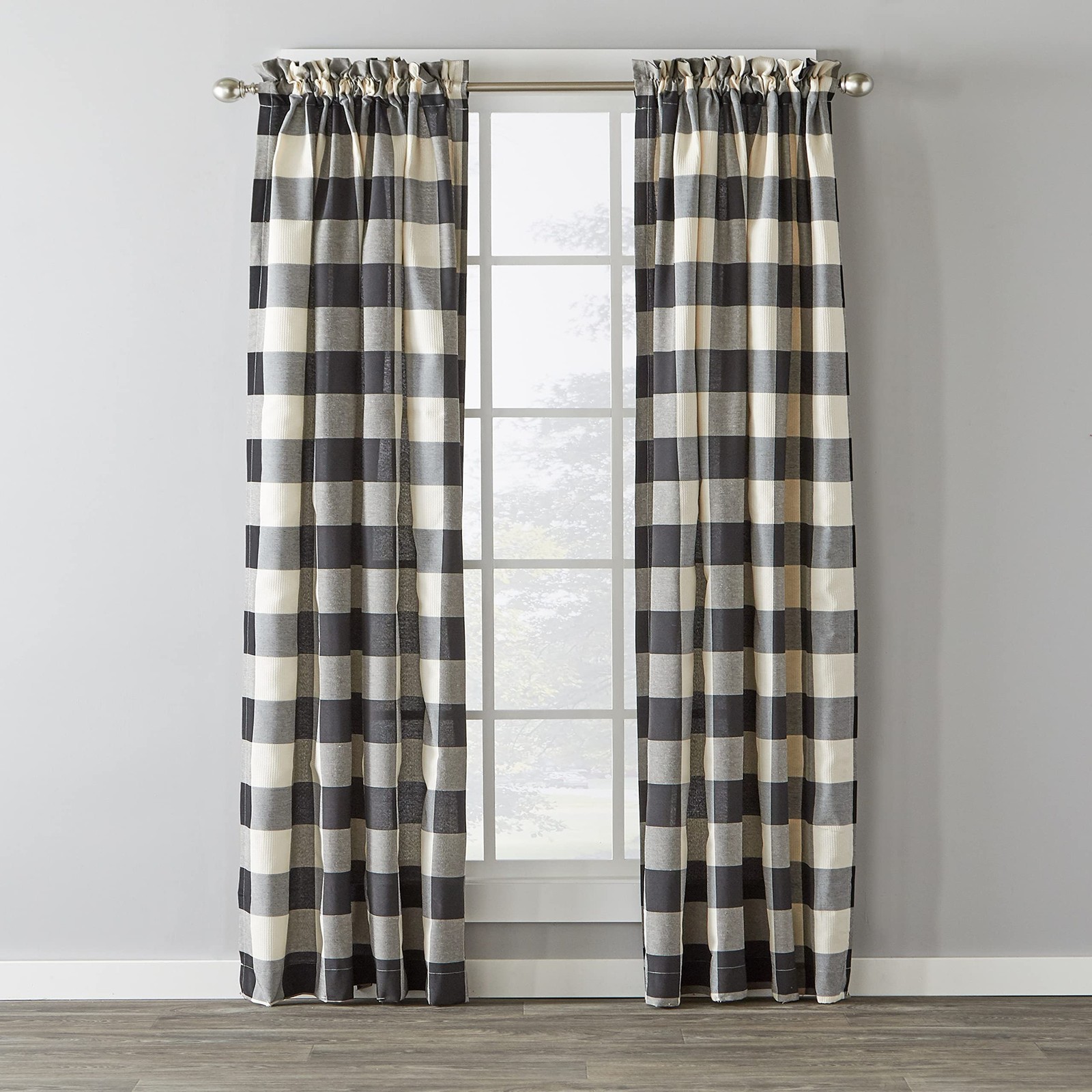SKL Home Grandin Curtain Panel, 40″ x 40″W x 84″L (Pack of 1), Black/Natural