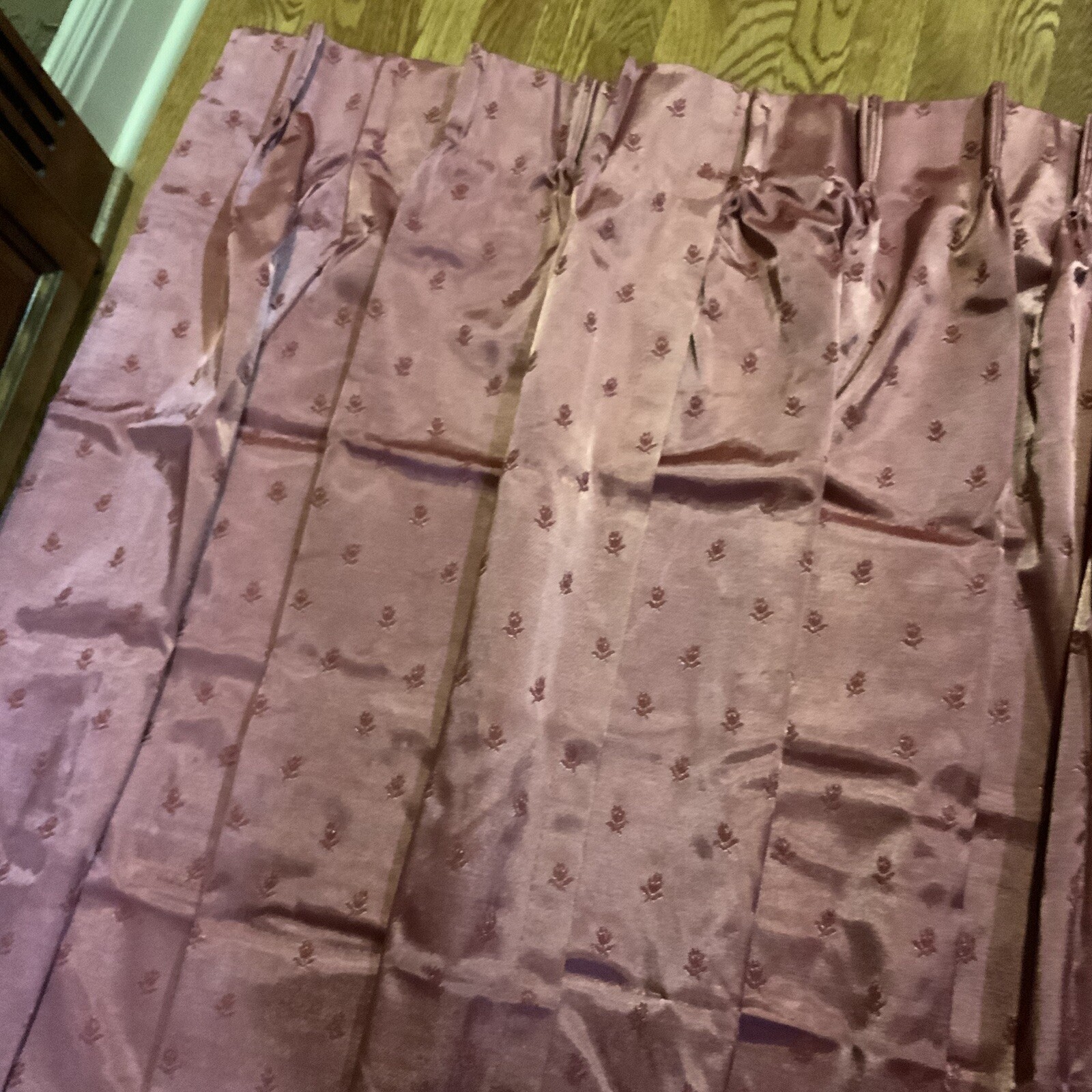 Drapes Room Darkening Mauve Floral Print each panel 24in Wide 60in Long Pennys