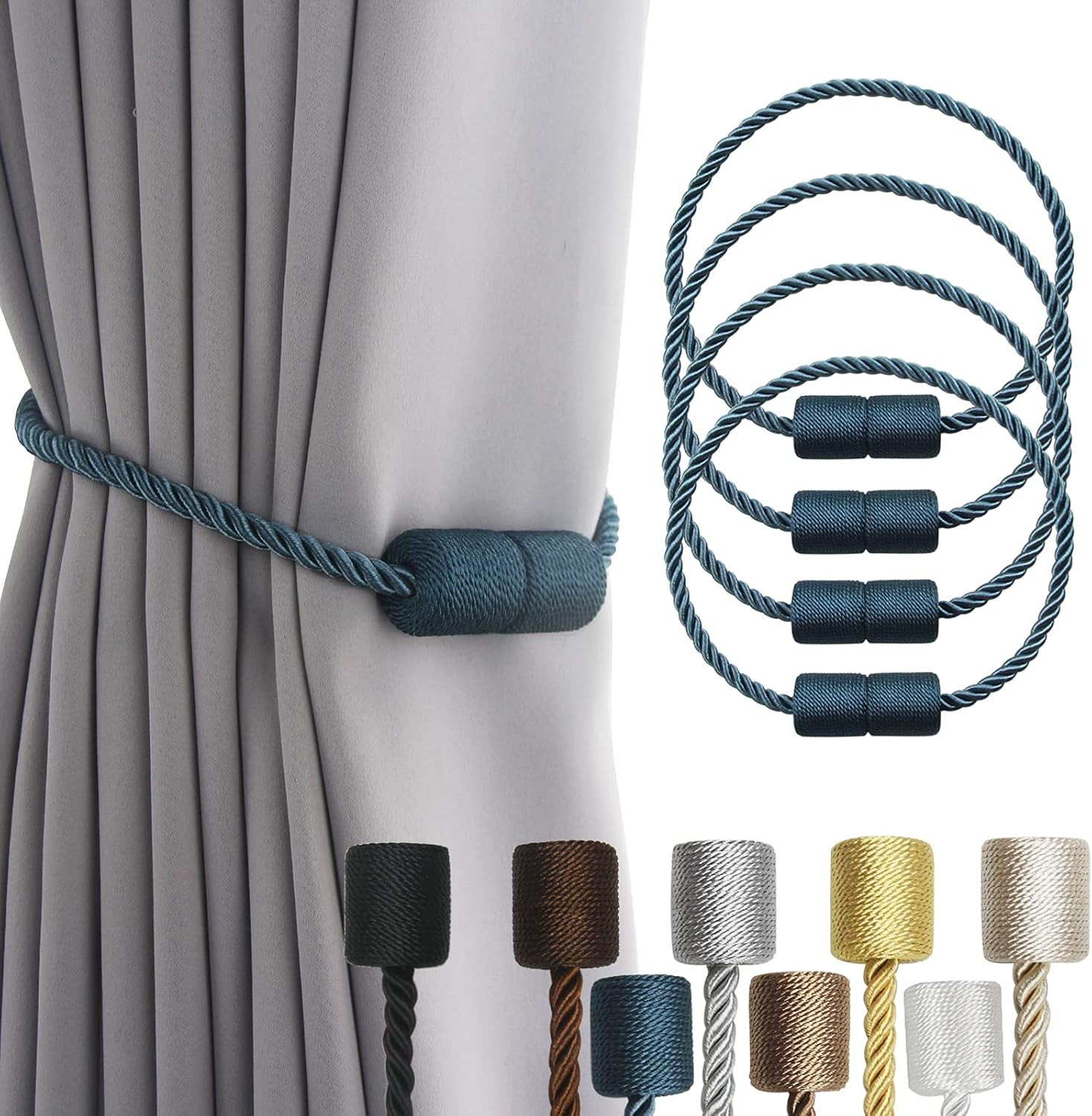4 Pack Strong Magnetic Curtain Tiebacks Outdoor Elegant Decorative Tie Backs Mod