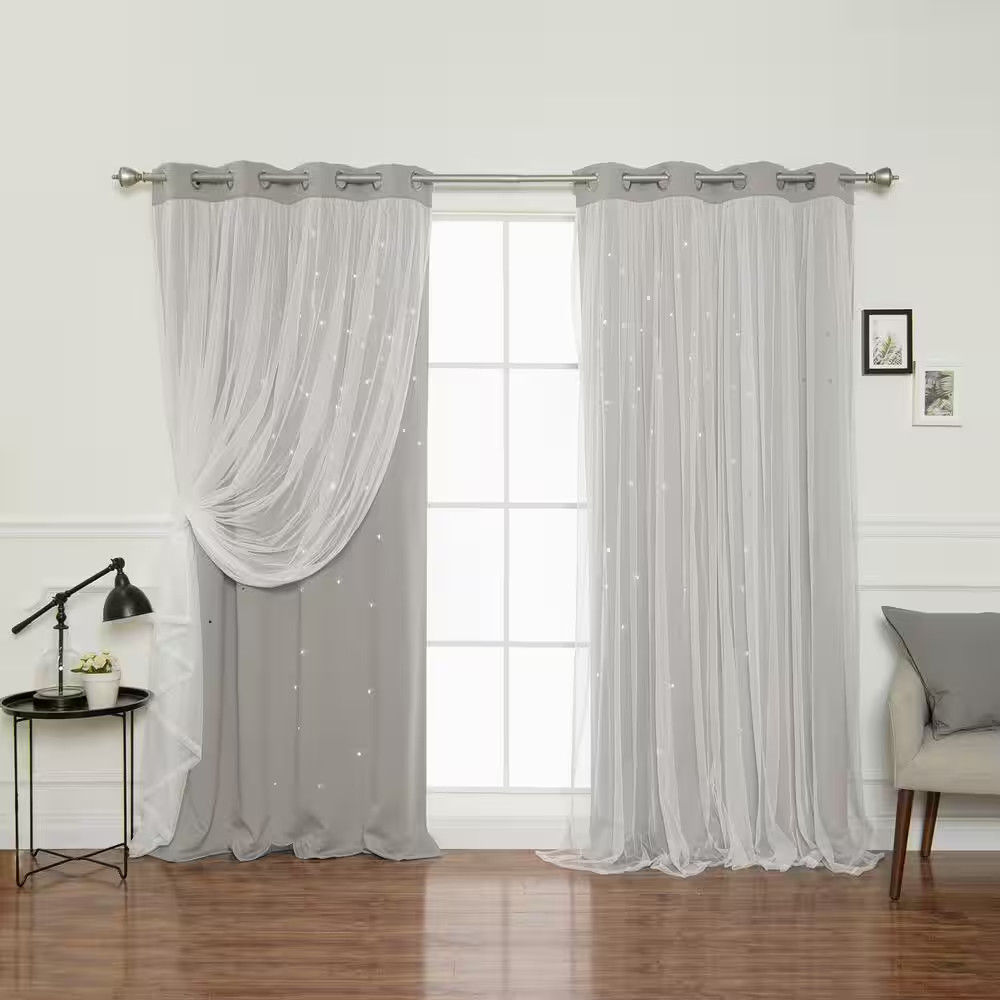 Dove Grommet Overlay Blackout Curtain – 52 In. W X 84 In. L (Set of 2)