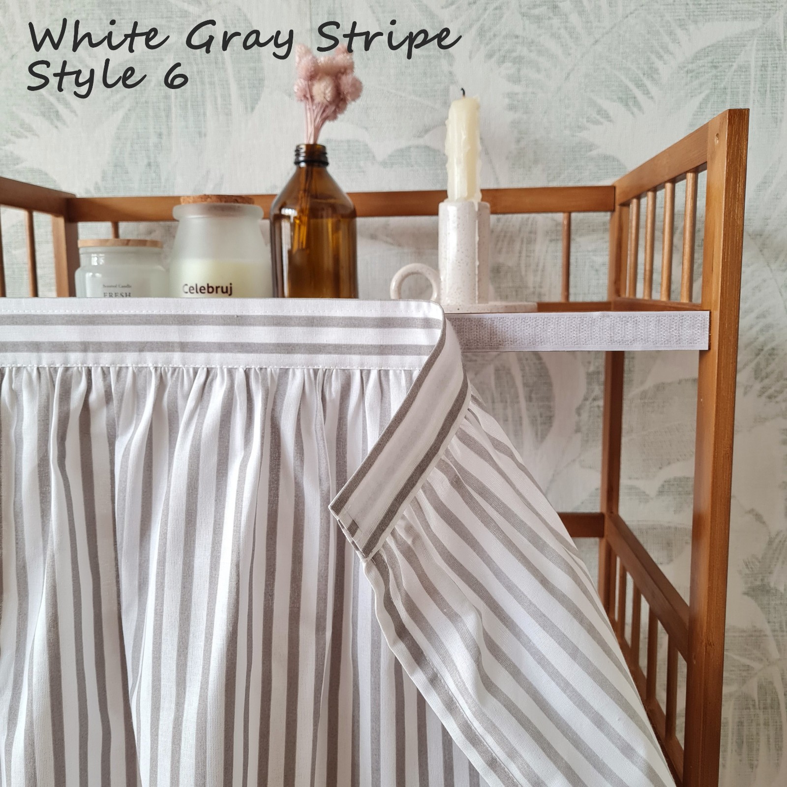No Drill Hook and Loop Curtain Cabinet Kitchen Cafe Curtain Stick On Cotton