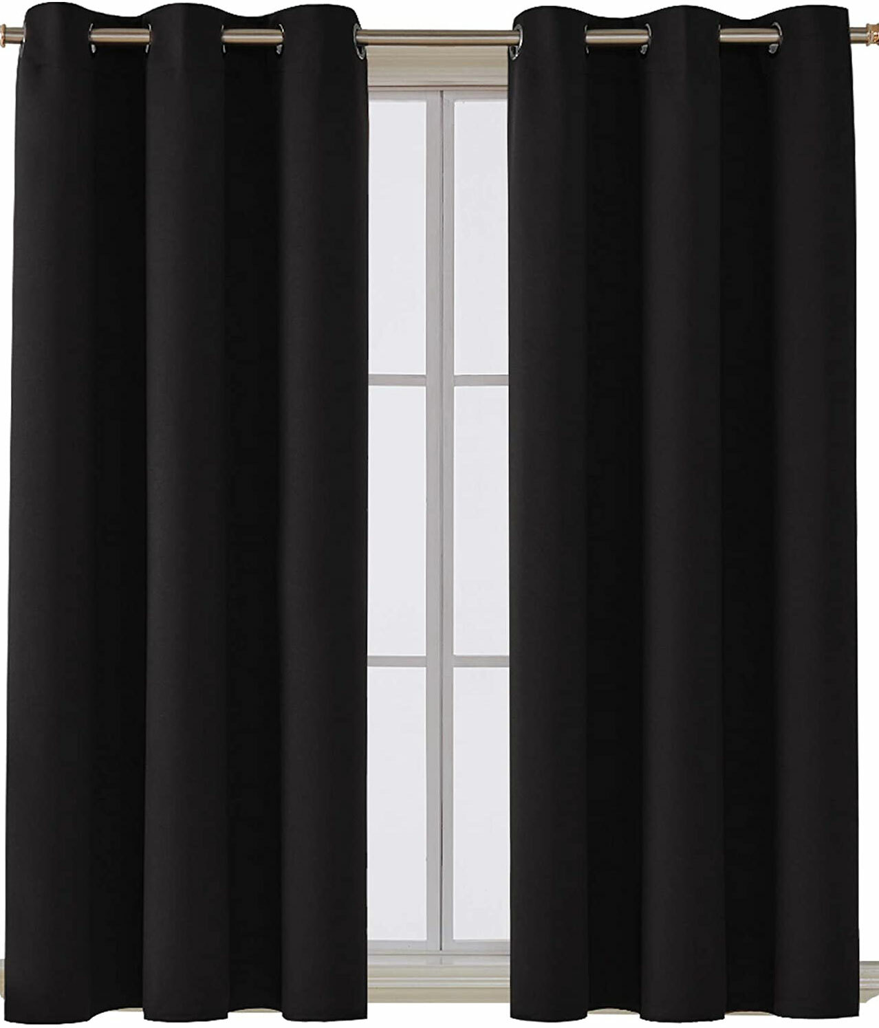 2 New Black Panels – Room Darkening Blackout Curtains each 42″x90″ Free US Ship