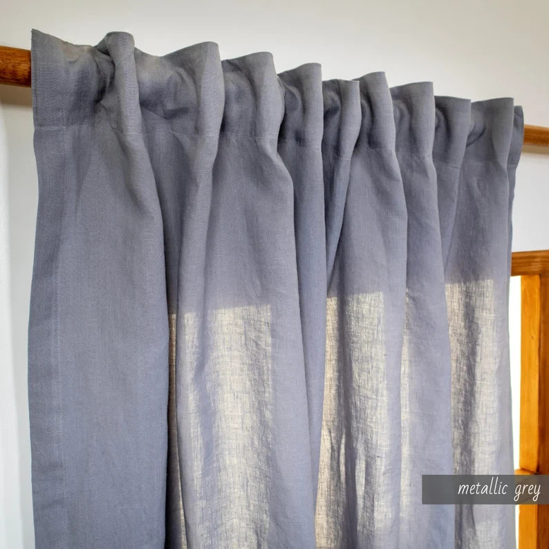 RUFFLED Linen Curtains with rod pocket 17 COLOR 100% Natural European Linen Farm