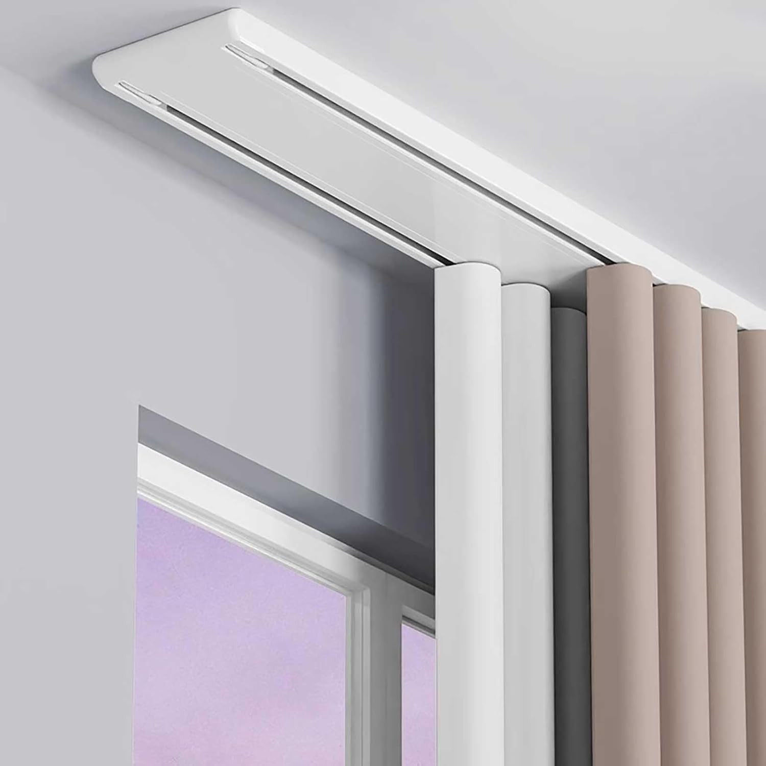 Double Row Curtain Track Silent Heavy Duty Drop Ceiling Curtain Track for Curtai