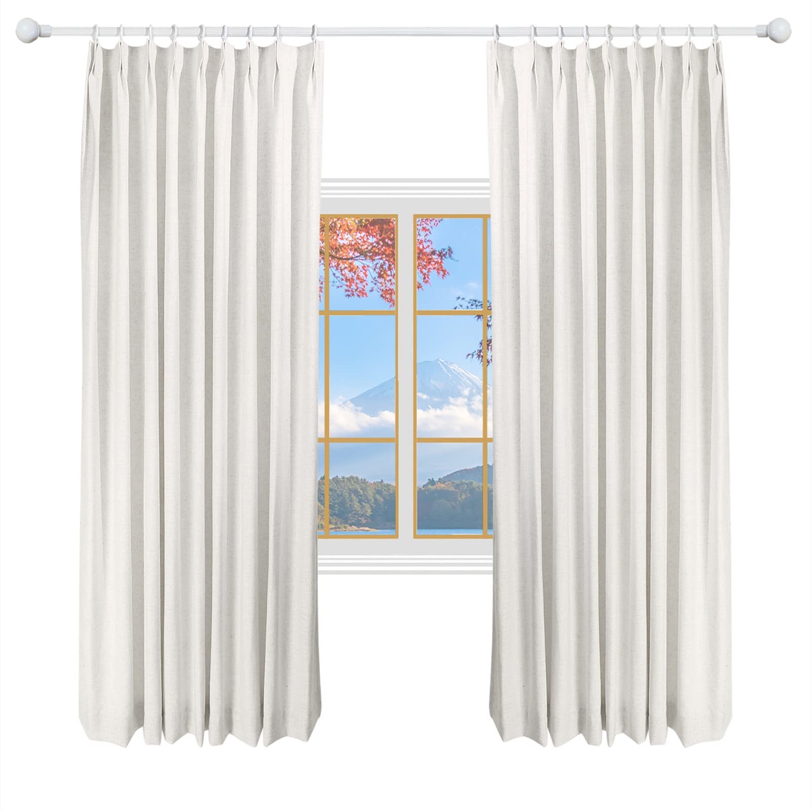 Dothedrape 42 W X 90 L Inch Pinch Pleat Darkening Drapes Faux Linen Curtains