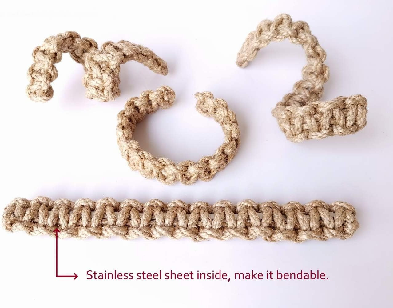 Braided Outdoor Curtain Tiebacks for Drapes, Rustic Curtain Holdbacks 4 Pack, Ha