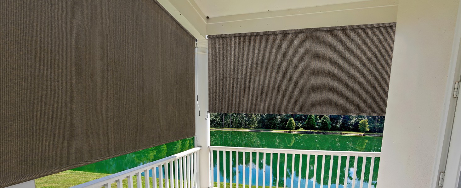 Outdoor Roller Shade 4′ W x 6′ L Cordless Patio Shades Roll Up Outdoors Blinds
