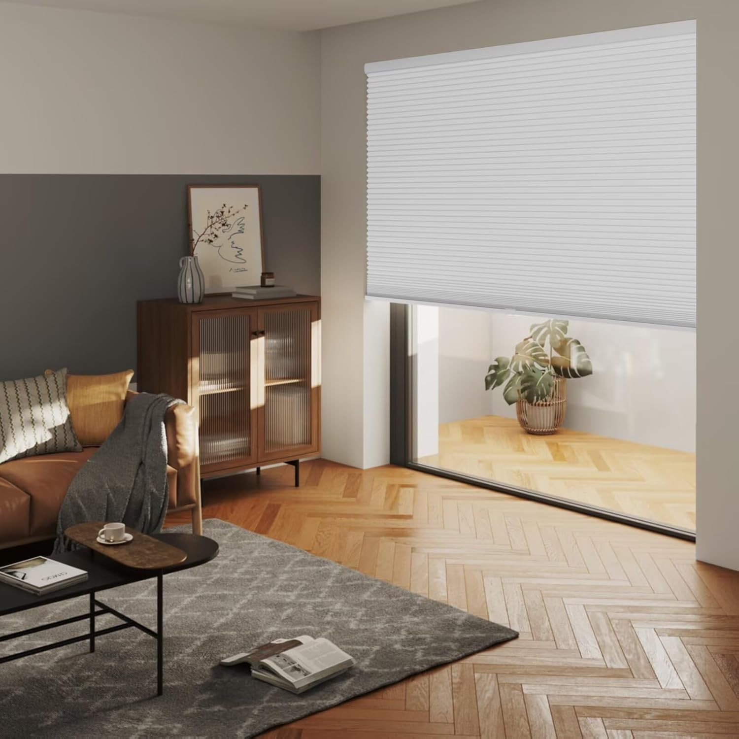 Cordless Blackout Cellular Shades for Windows, Honeycomb Window Shades with T…