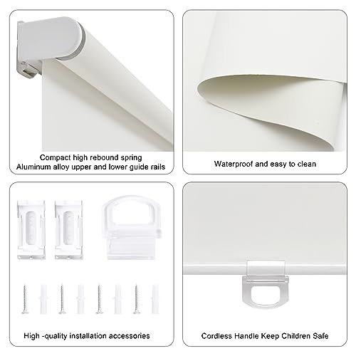 Blackout Roller Shades Blinds Cordless for Windows Pull Down 34″W x 72″H Beige