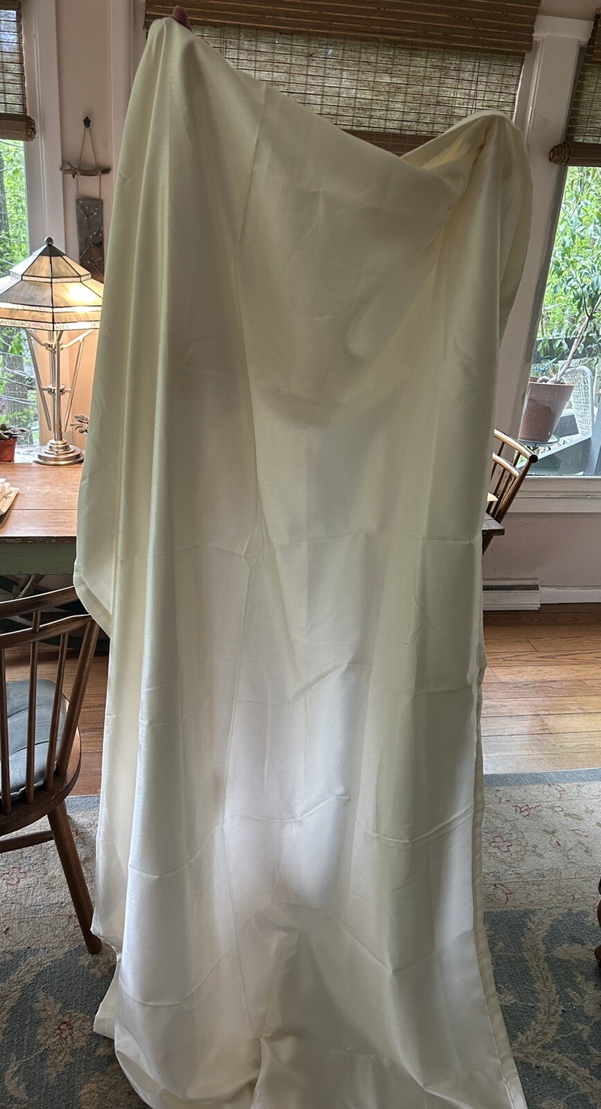 108″x53″) Satin Window Fully Lined Curtain Panel Off White. 1 Curtain.