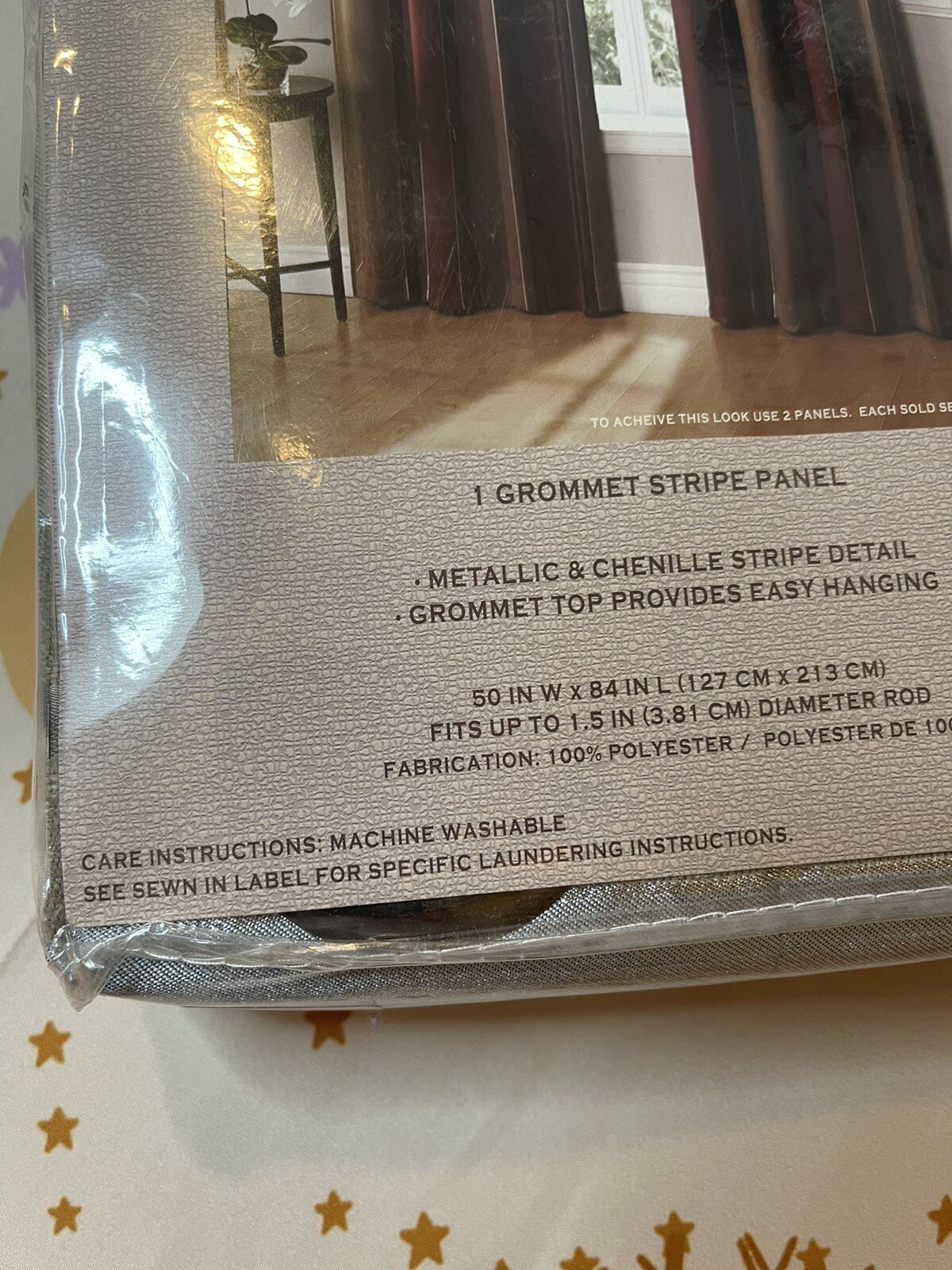 Woodland Curtain 1 Grommet Strip Panel Metallic & Chenille 50” X 84” (1) Panel