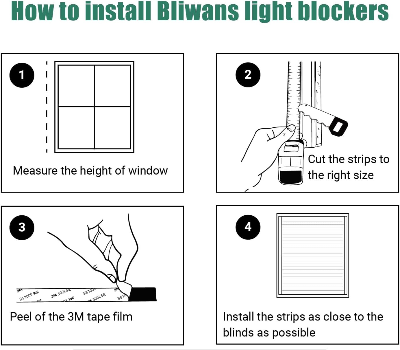 Light Blocking Strips for Window Shades and Blinds, 100% Blackout PVC Side Track