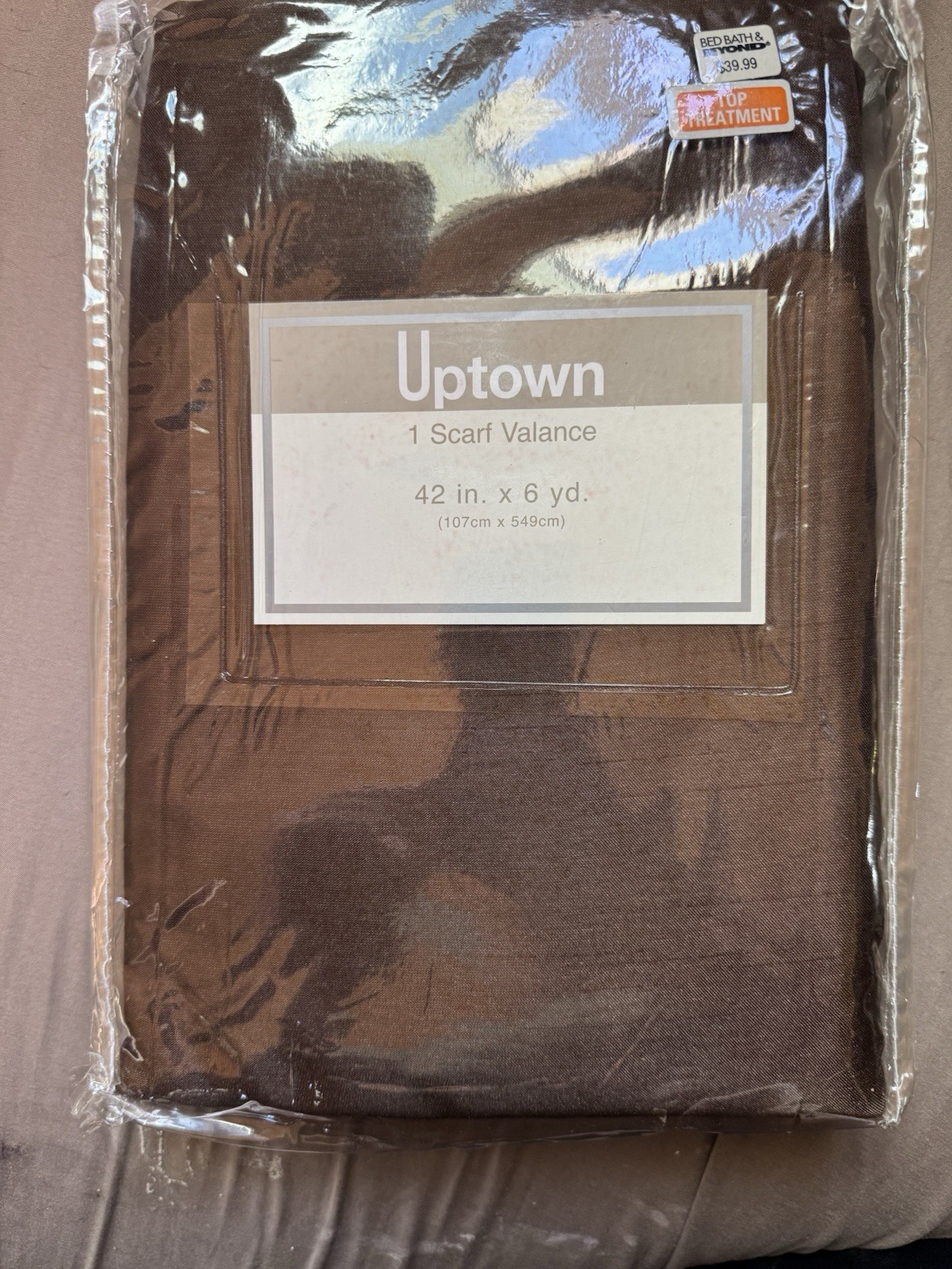 Uptown 42 in. x 6 yds, 1 Scarf Valance in Chocolate