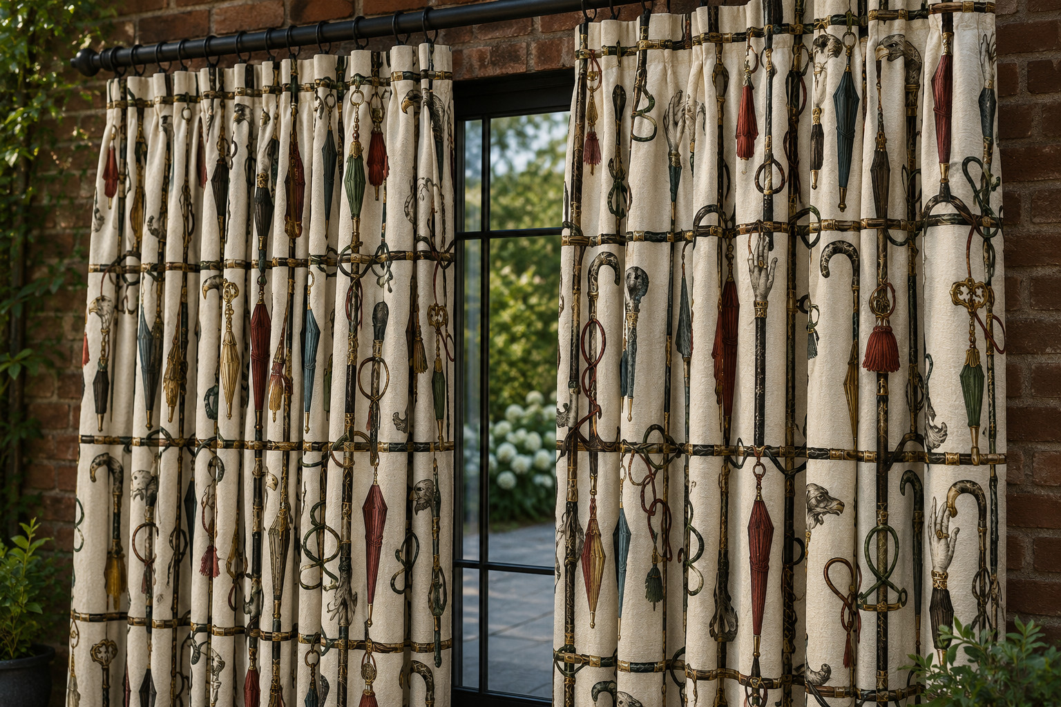 Fornasetti Curtain Velvet Or Blackout, Art Nouveau Window Each Panel