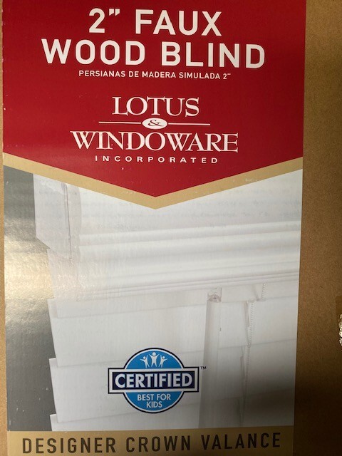 LOTUS & WINDOWARE Cordless 2″ Faux Wood Blind 24″ Wide x 72″ Long, White (NEW)