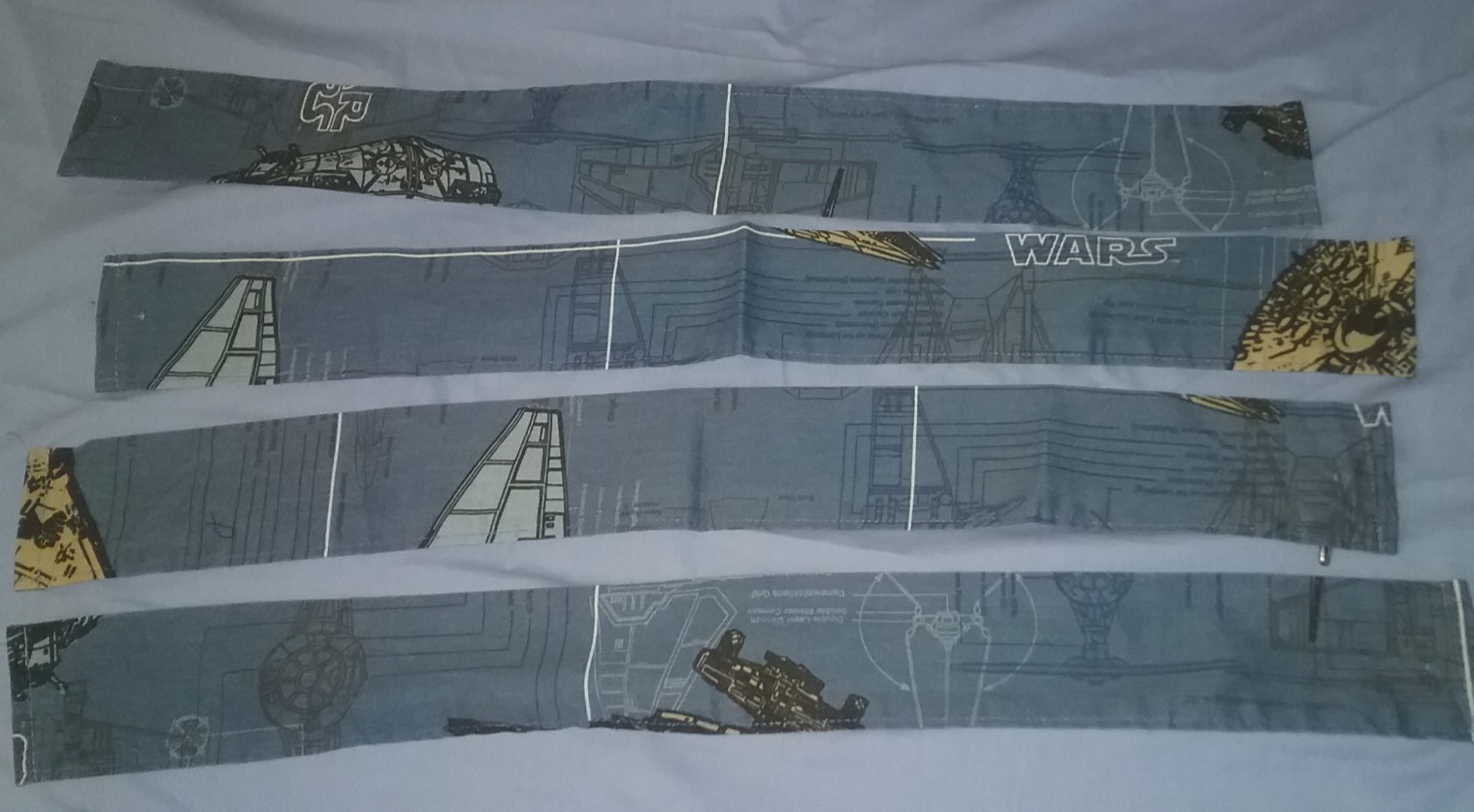 1997 Star Wars 2 Valance + 4 Panel Curtains Blue blueprint Millennium Falcon