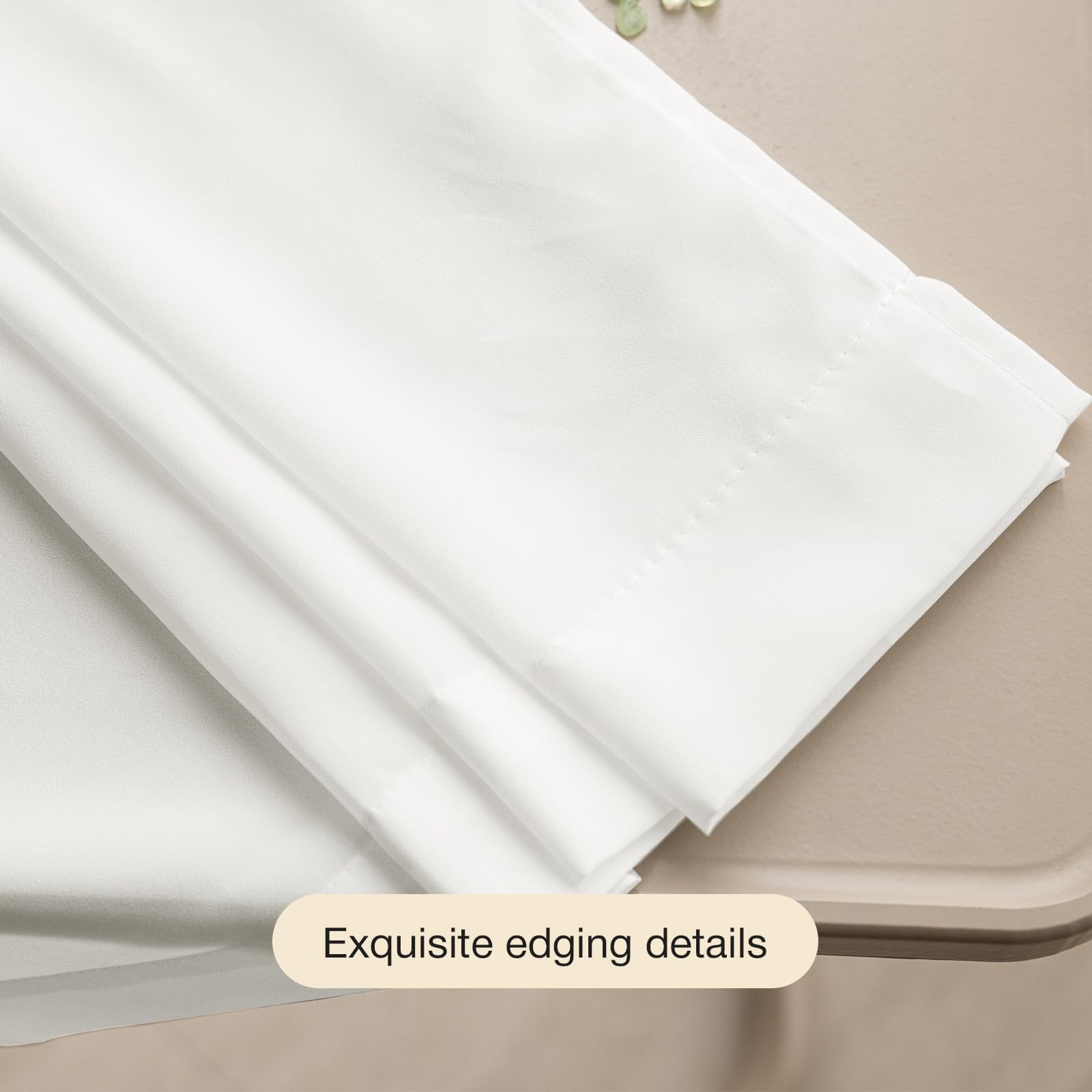 Non-See-Through Valance Kitchen Curtains 18 Inch Length 2 Panels Set, Off White