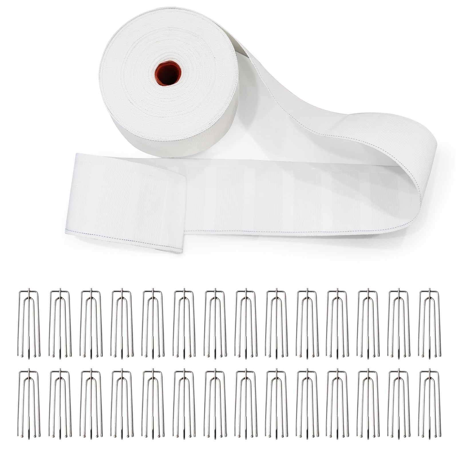 15Yard Pleat Tape for Curtain Heading, Small Size with 75 Pcs Curtain Hooks S…