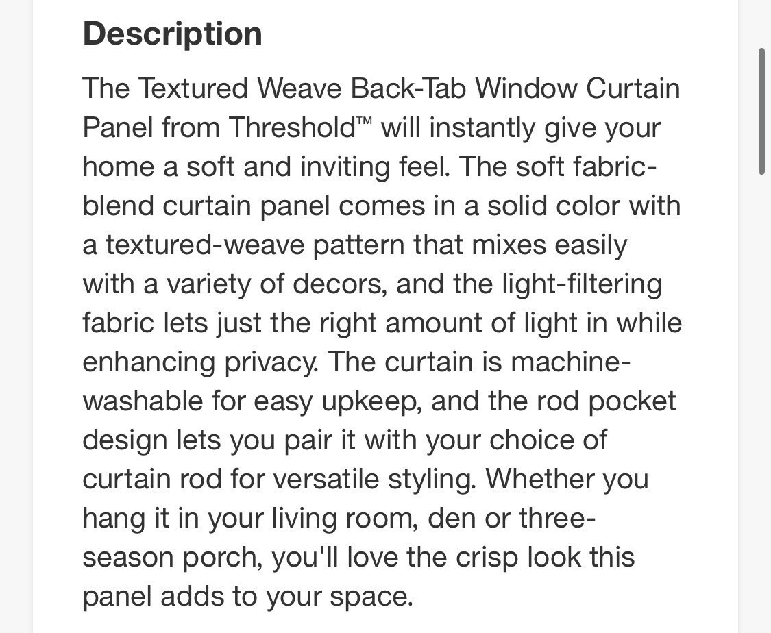 Threshold Textured Light Weave Curtain Panel – Wheat – 95 x 54
