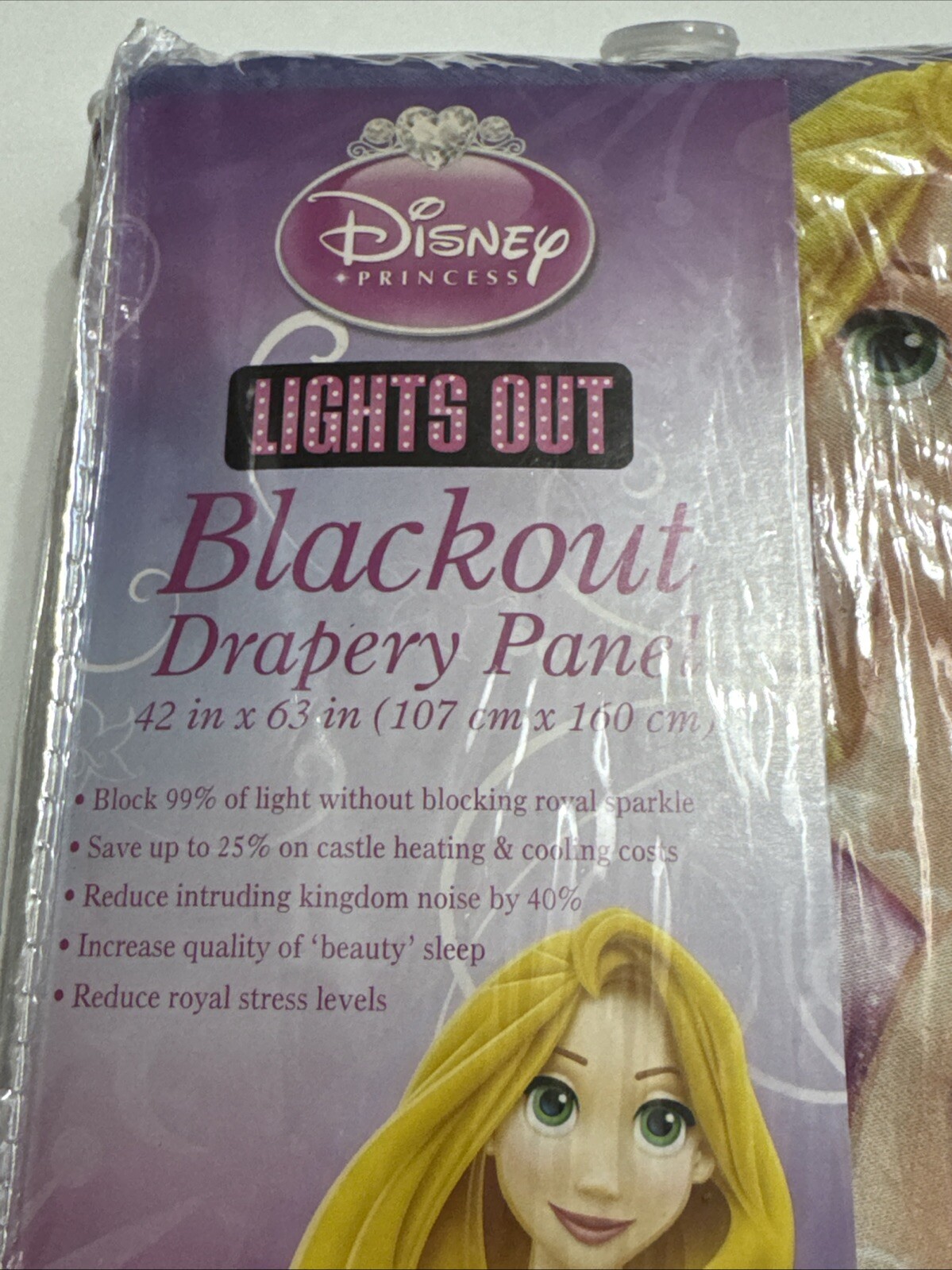 Disney Princess Tangled Lights Off Room Darkening Drapery Single Panel 42 X 63