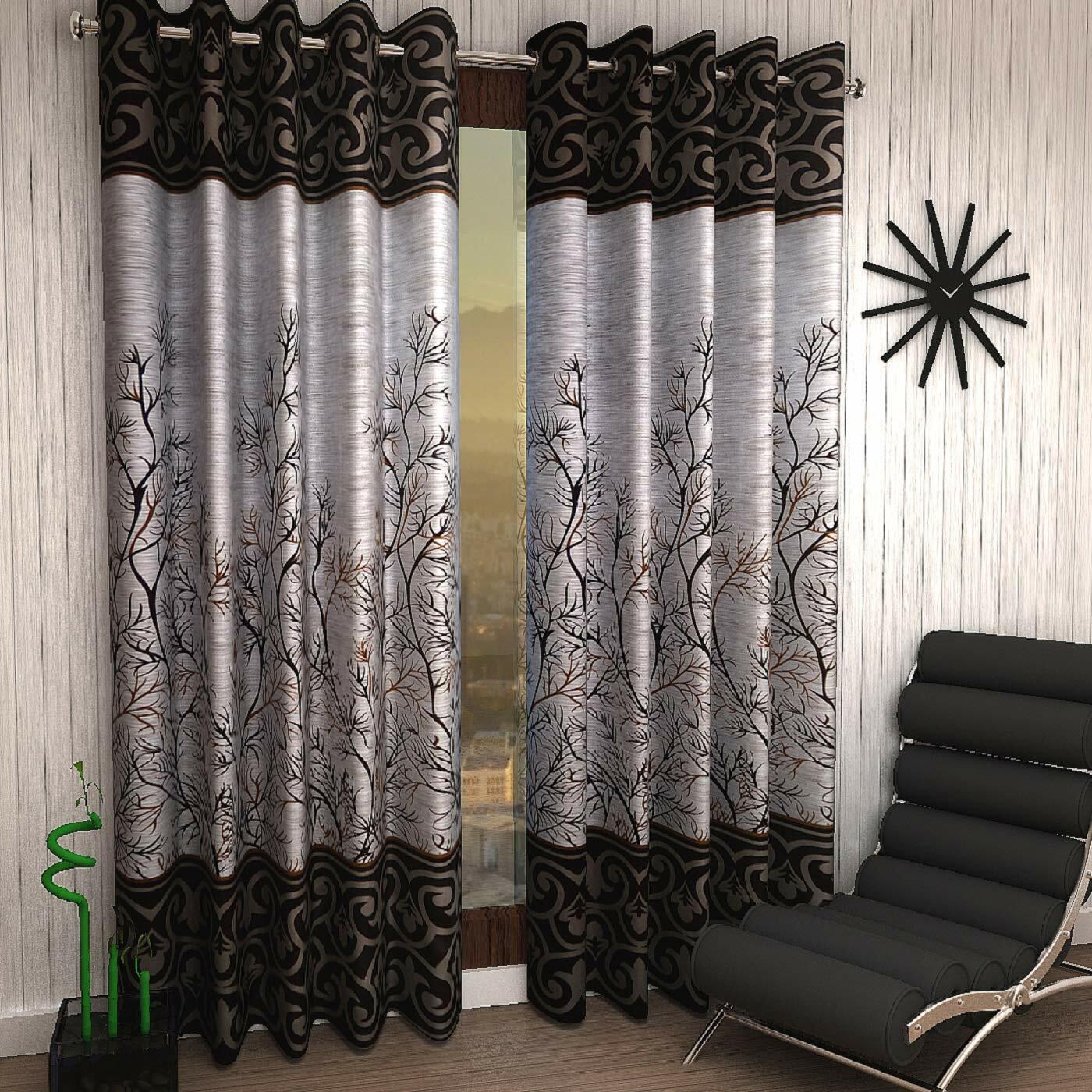 2 Pieces – Eyelet Grommet RingTop Door Window Curtains Set 5 7 9 Feet Brown