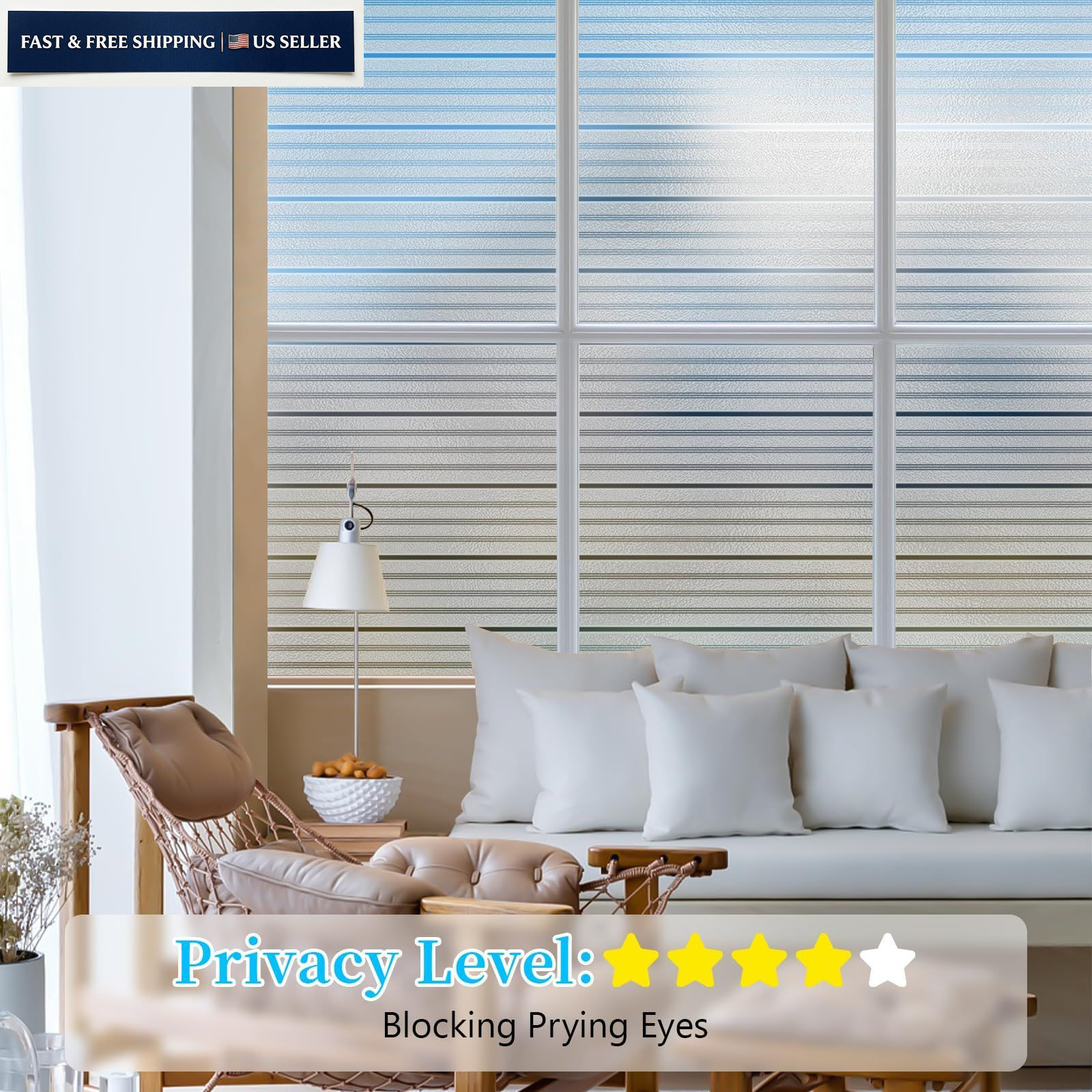 Niviy Reeded Window Privacy Film with Installation 17.7″ x 78.7″, White
