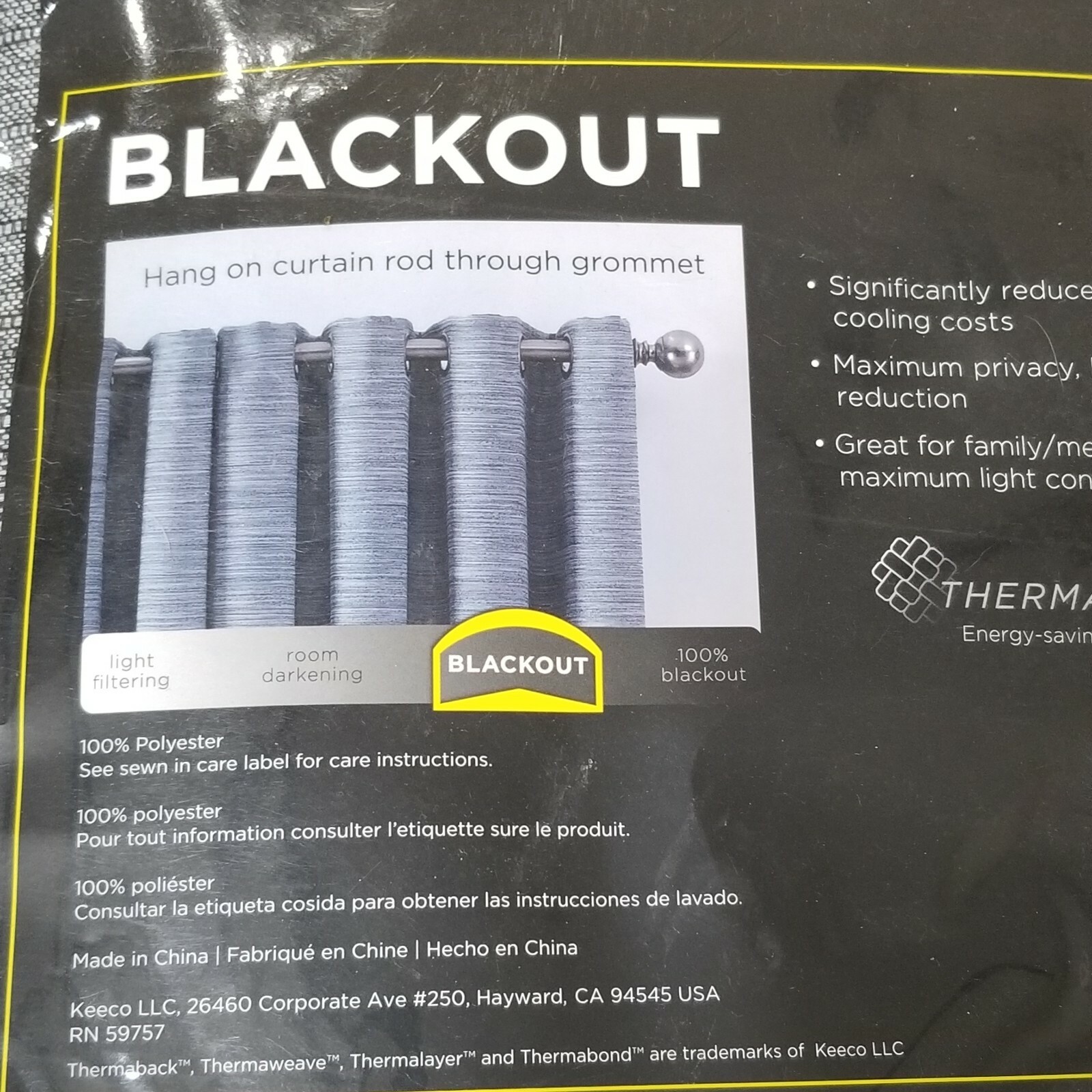 Eclipse Blackout Two Grommet Panels Gray Texture Fabric Energy Saver Light Block