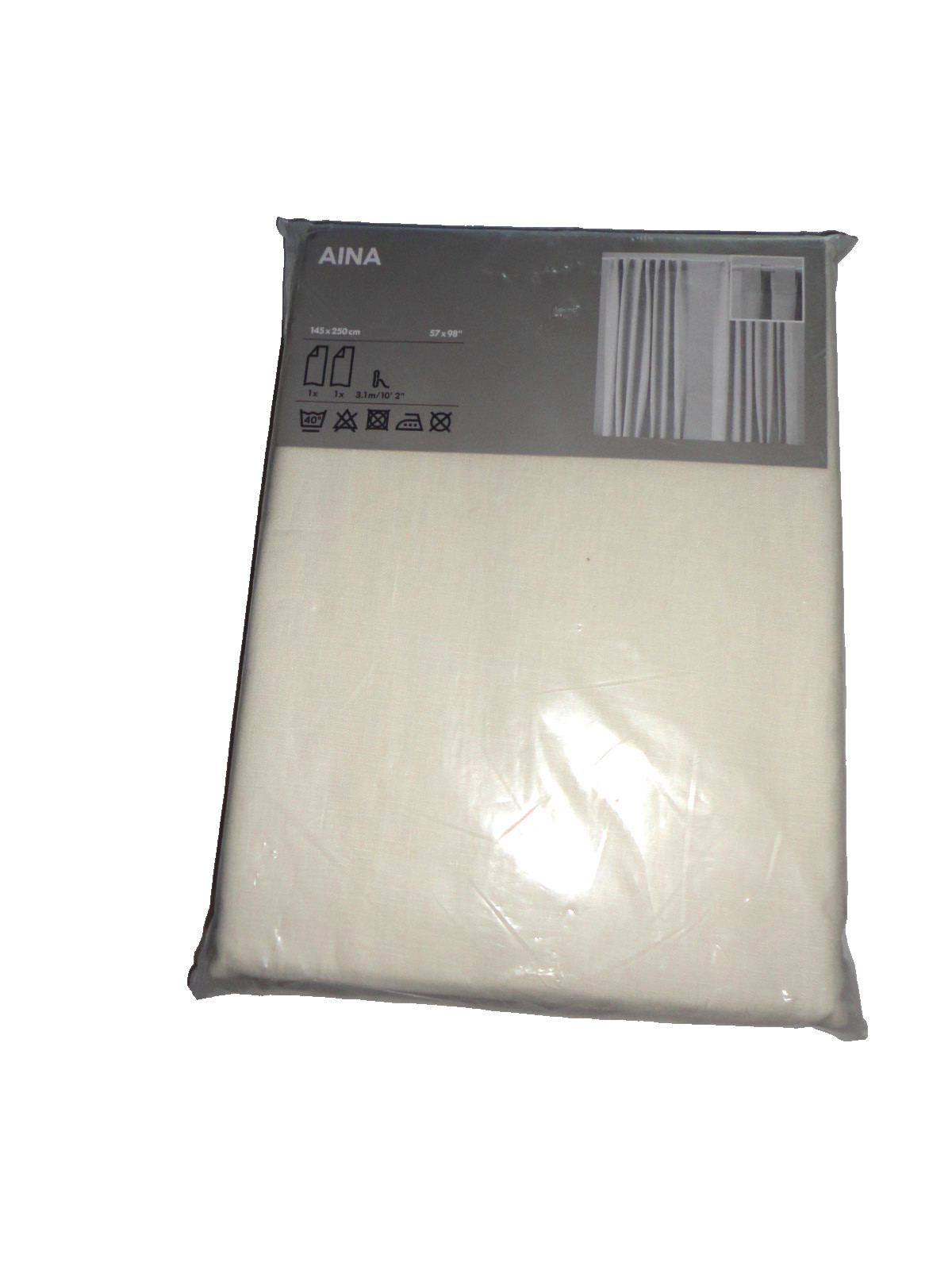IKEA Aina natural/cream PAIR) curtains DRAPERY PANELS 57 X 98 100% linen
