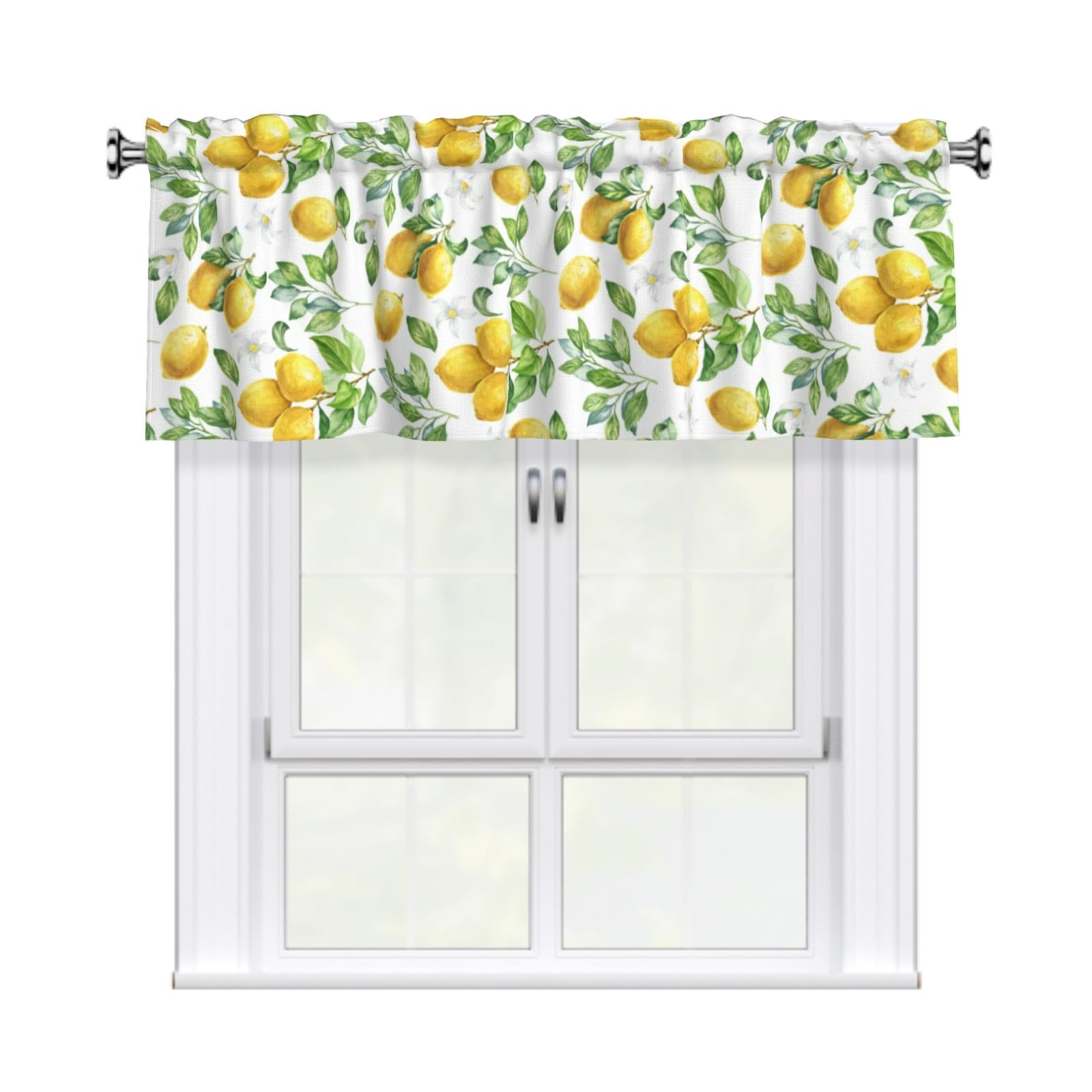 54×18 Inch Yellow Lemon Kitchen Valance Spring Fruit Short Curtain Decor