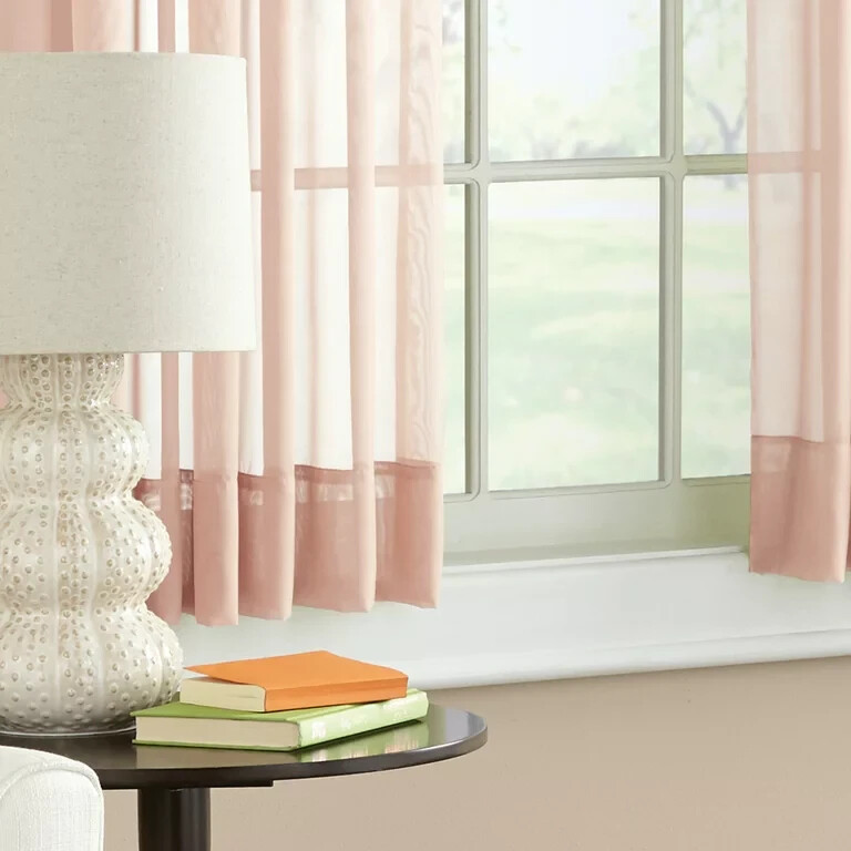 MAINSTAYS (2 PACK) MARJORIE SHEER VOILE ROD POCKET PANEL, BLUSH, VARIOUS SIZES