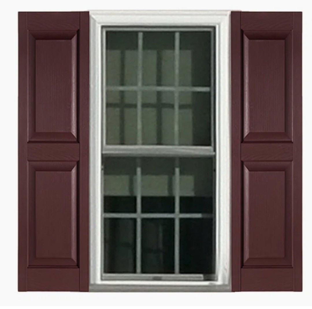Severe Weather Exterior Shutters Pair Bordeaux 15″ x 63″ Raised Panel Vinyl