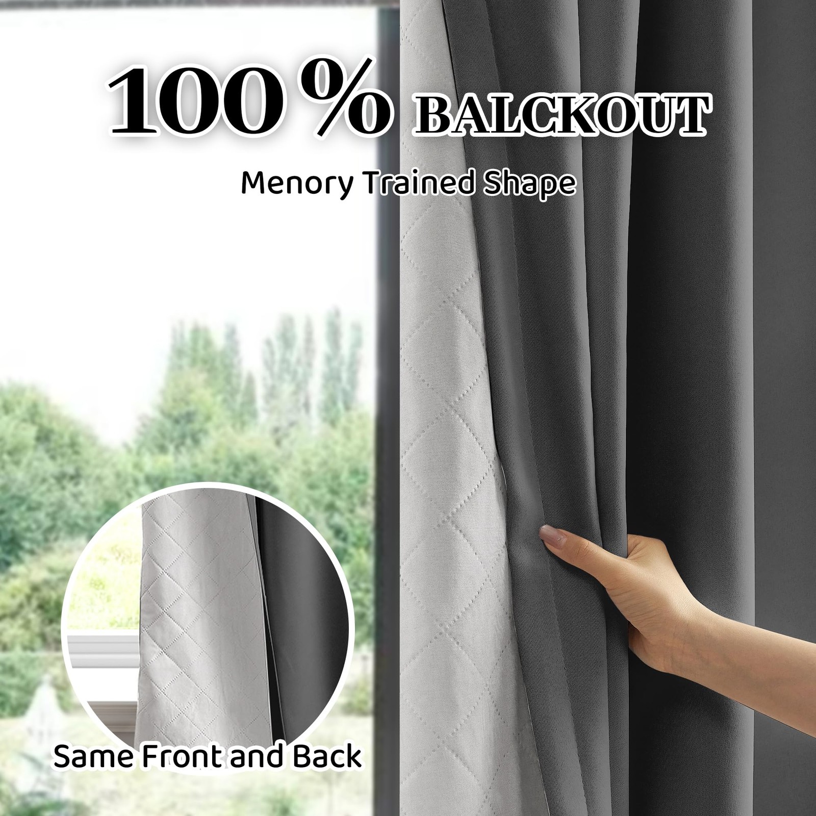 HZgekai Soundproof 100% Blackout Curtains 80 inches, 3 Layers Thermal Insulated