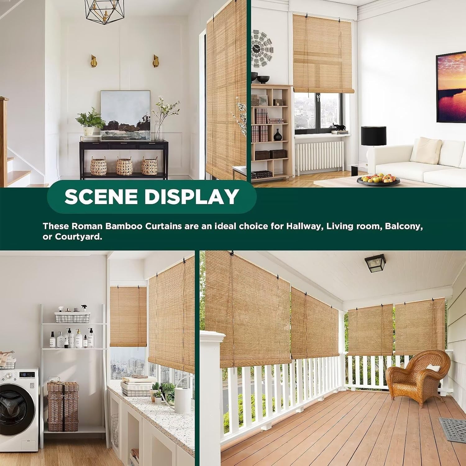 Customizable Bamboo Shades: 23″ W x 48″ H Light Filtering Window Treatments