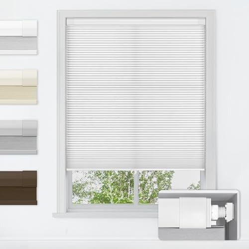 No Tools No Drill Cordless Cellular 22″ W x 36″ H Light Filtering-white