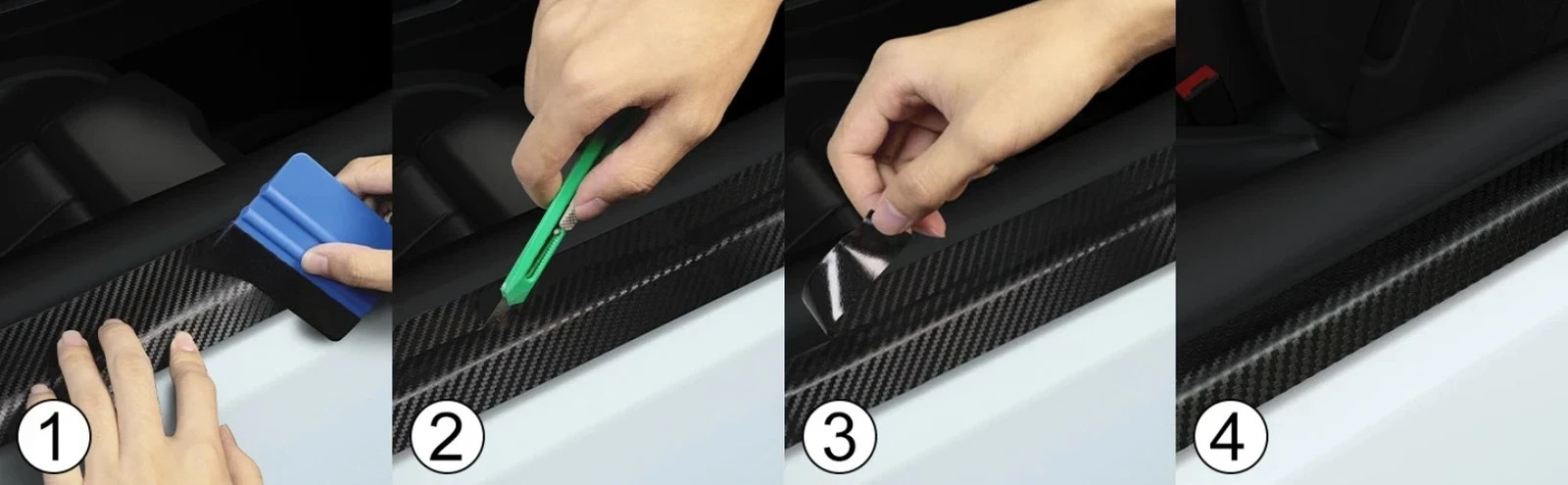 Carbon Fiber Car 3D Tape Sticker Door Mirror Self Adhesive Paste Protector Strip