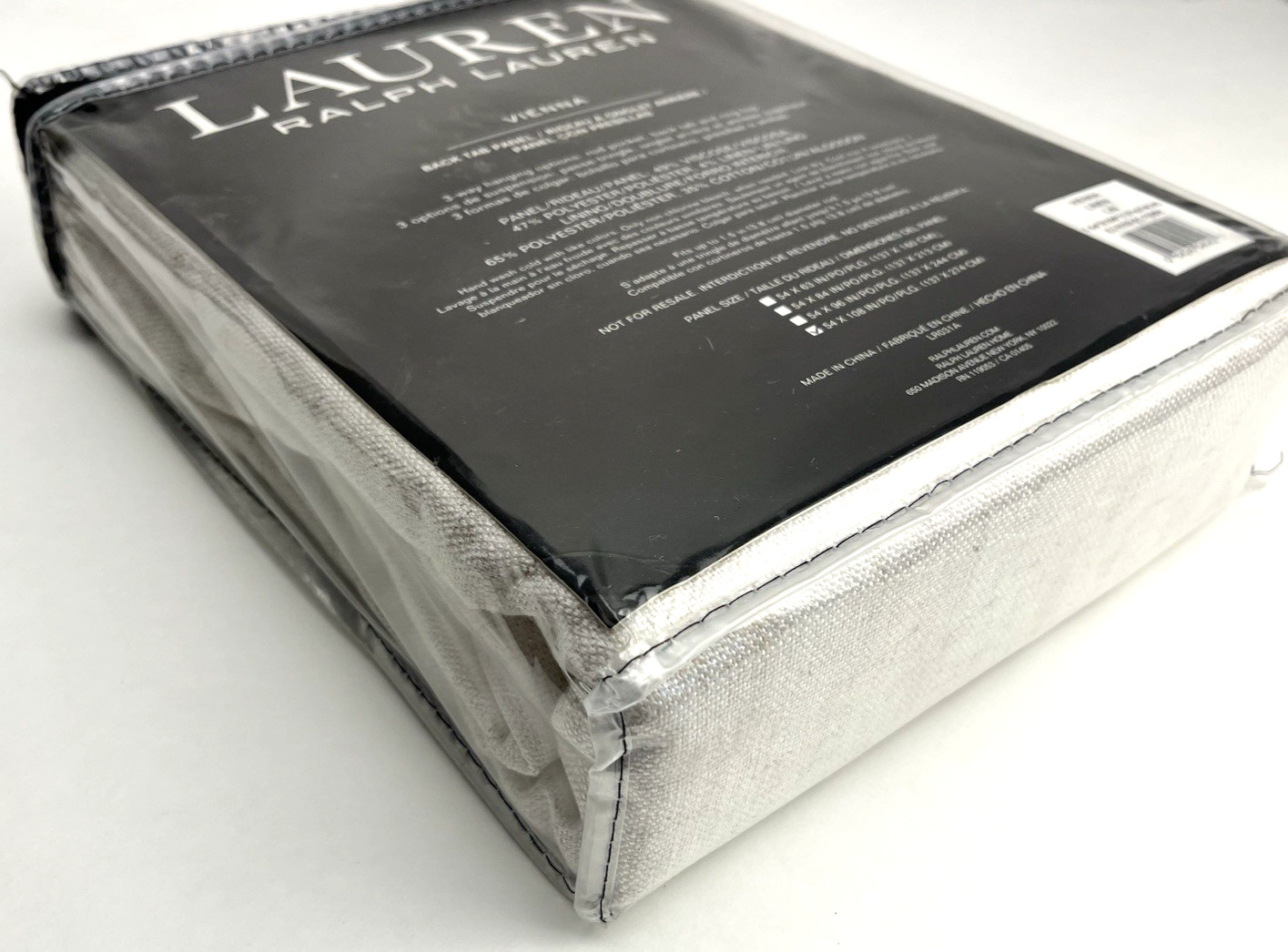 New Lauren Ralph Lauren Back Tab Curtain Panel Vienna Linen 1-54×108″ Panel